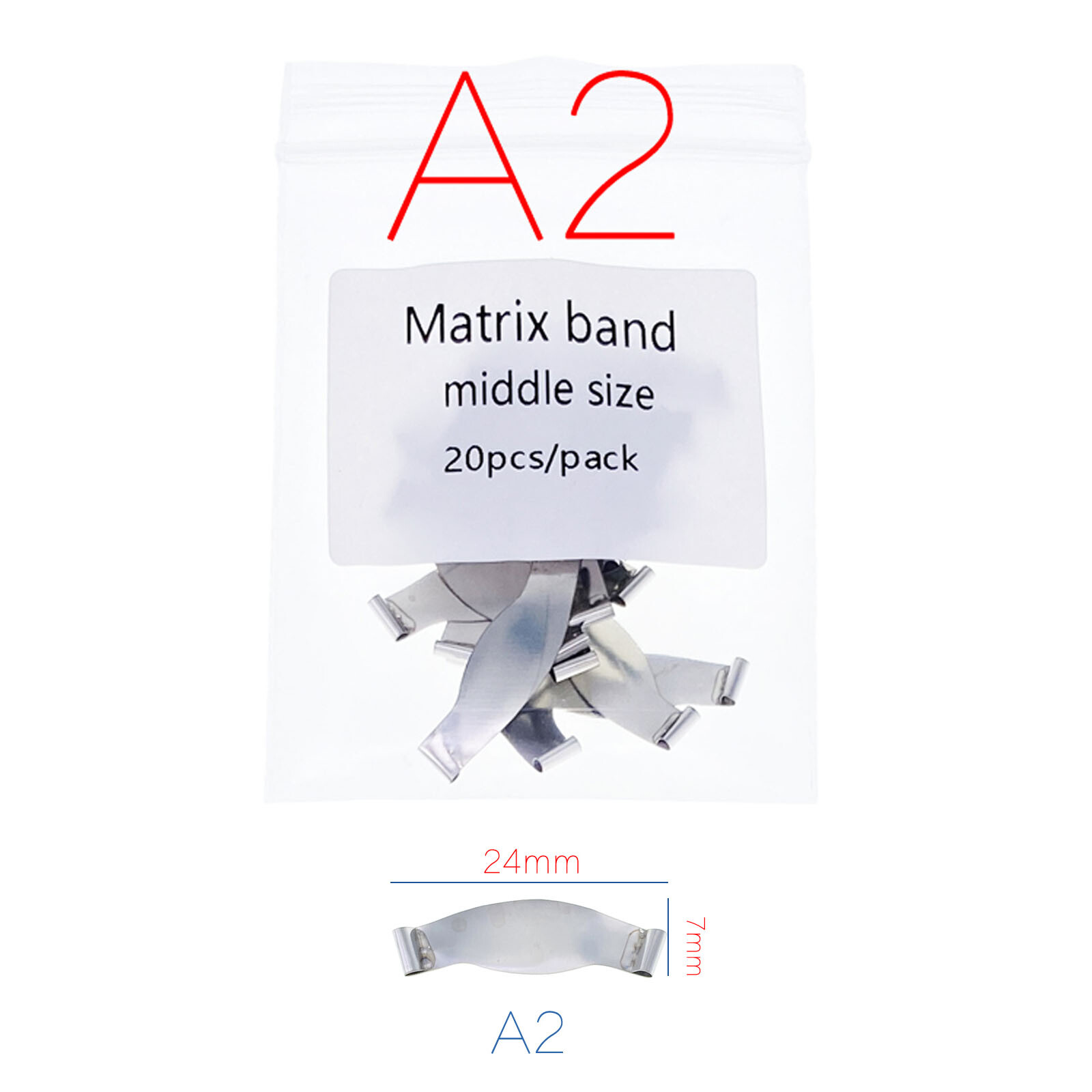 Dental Saddle Contoured Metal Matrices Matrix Band 6 Sizes / Springclip