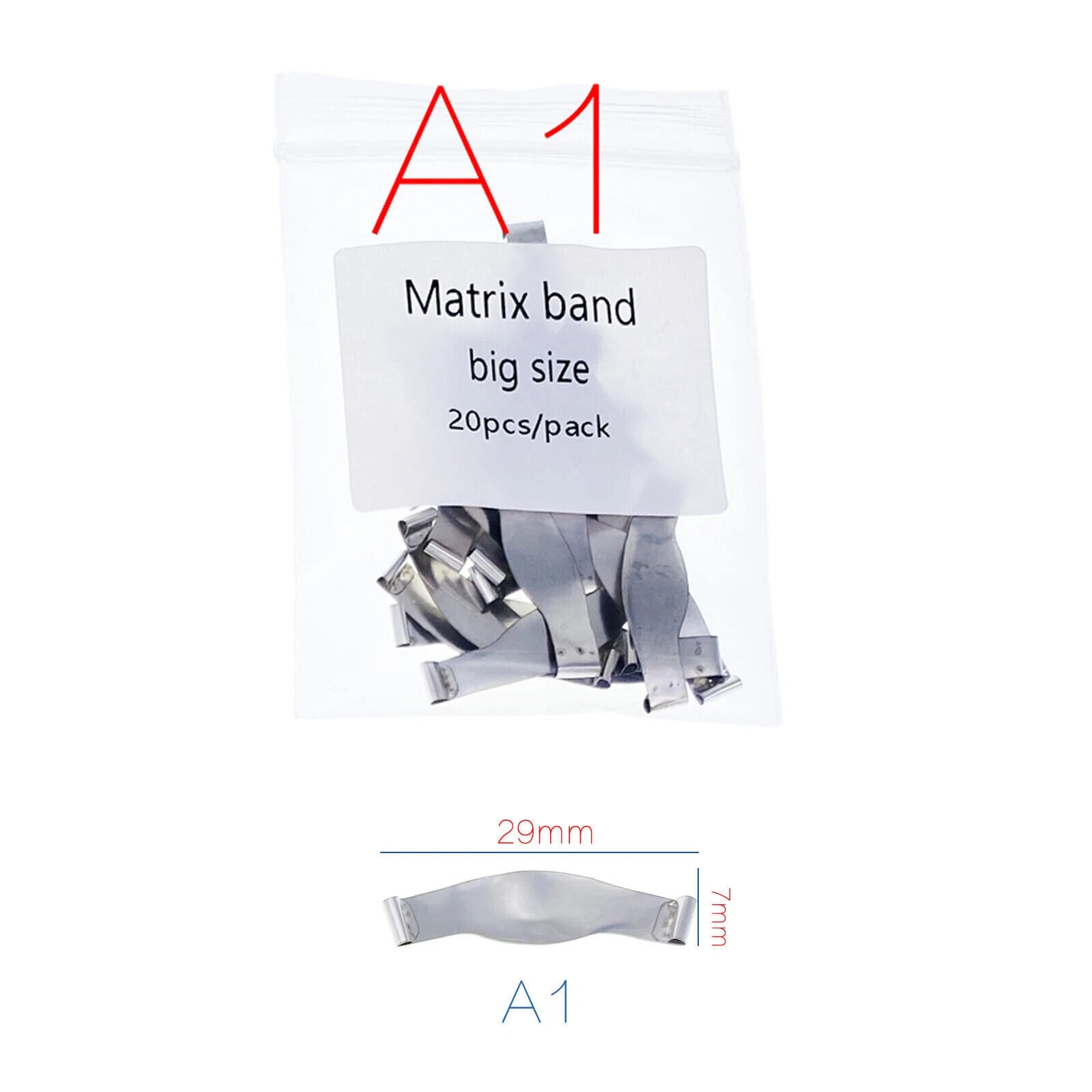 20Pcs/Pack Dental Metal Contoured Saddle Matrices Matrix Band With/Without Ledge