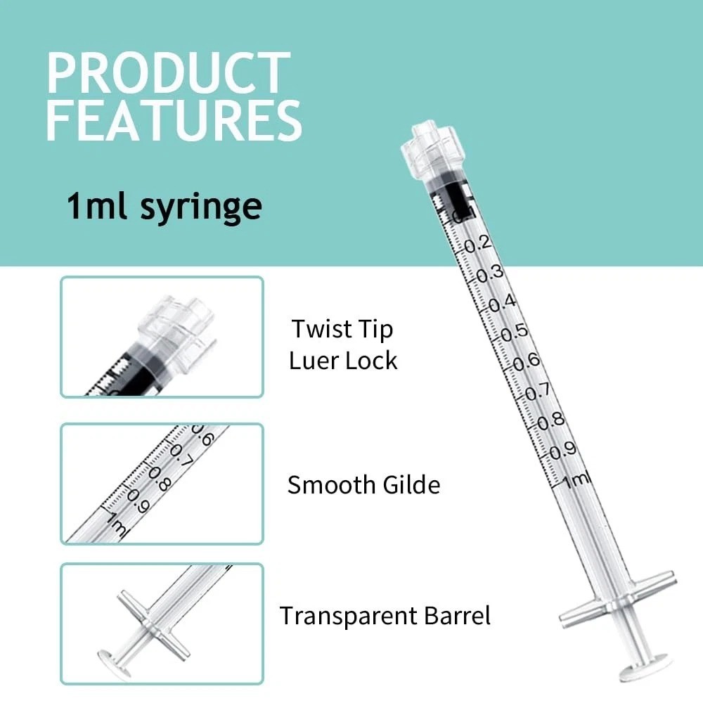 20 Pack 1mL Luer Lock Syringes without Needle, 1 ml cc Disposable Syringe