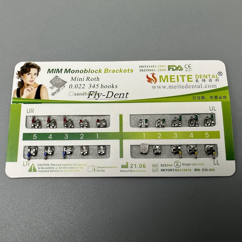 10 Sets Dental Orthodontic Bracket MIM Monoblock Mini Roth/MBT 022/018 345 Hooks