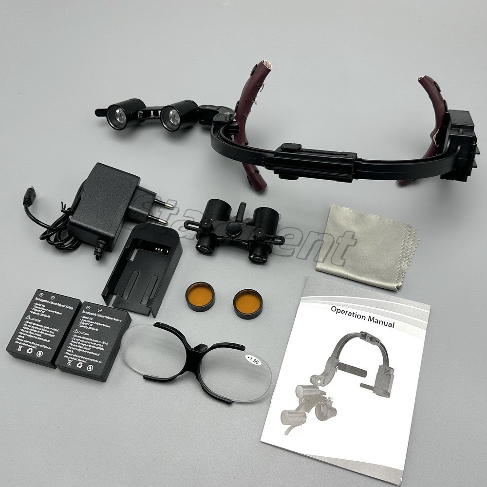 Dental 3.5X Surgical Binocular Loupes Headband Magnifier LED Headlight US/EU