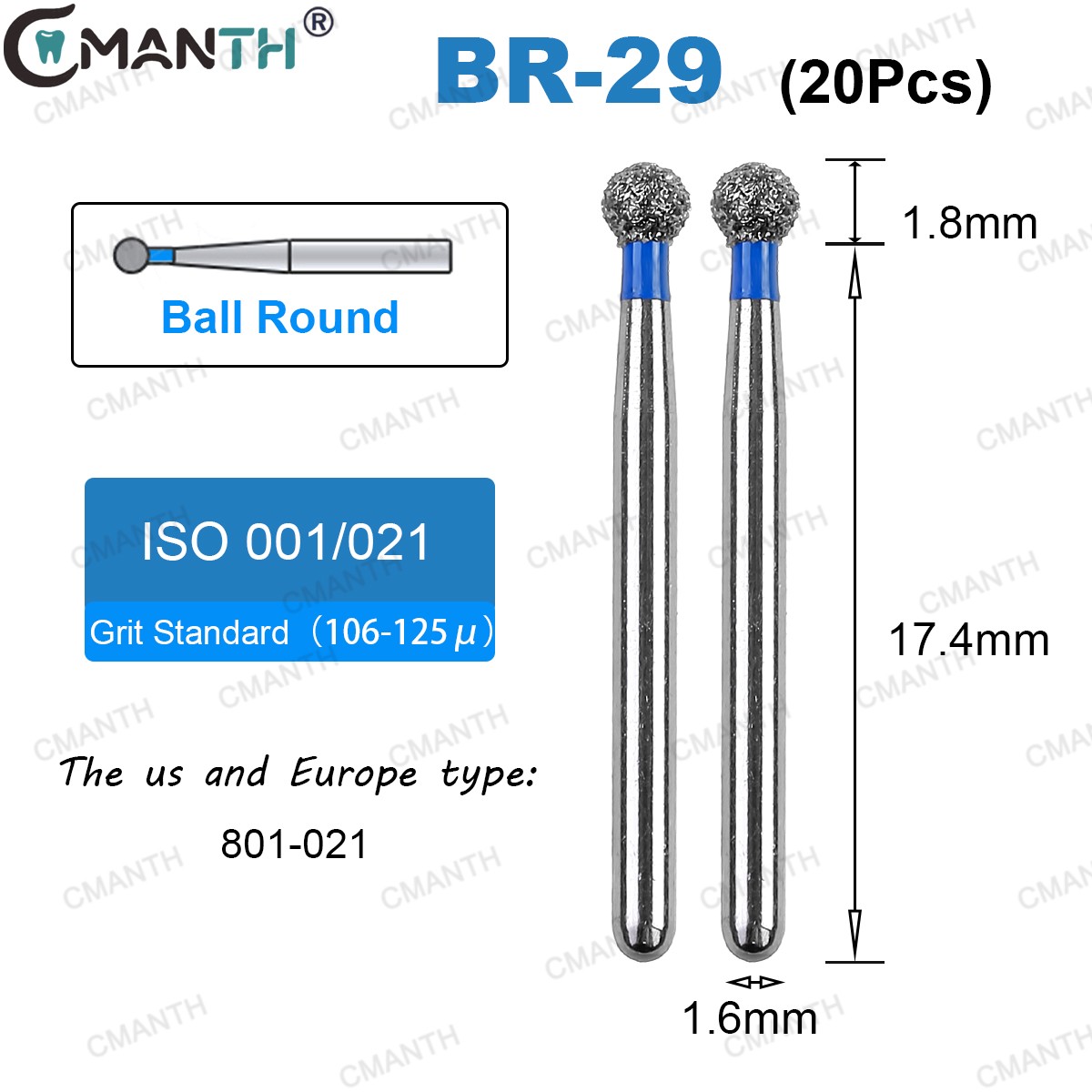 161 Types Dental FG Diamond Burs For High Speed Handpiece Friction Grip 20PCS