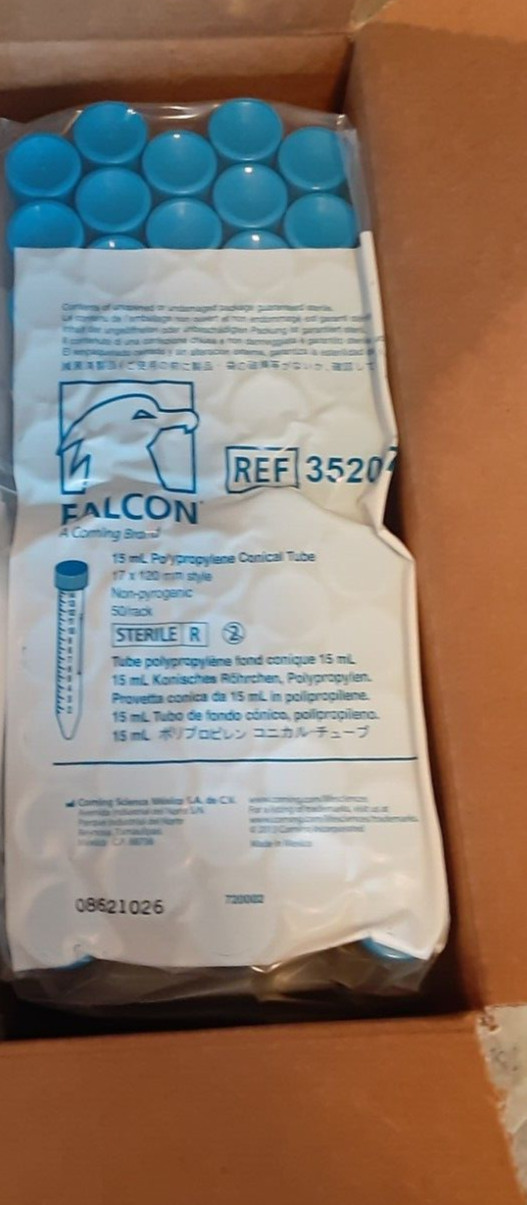 Falcon 15 mL / 17x120mm Conical Centrifuge Tubes (50sealed rack )352097 (EXP 26)