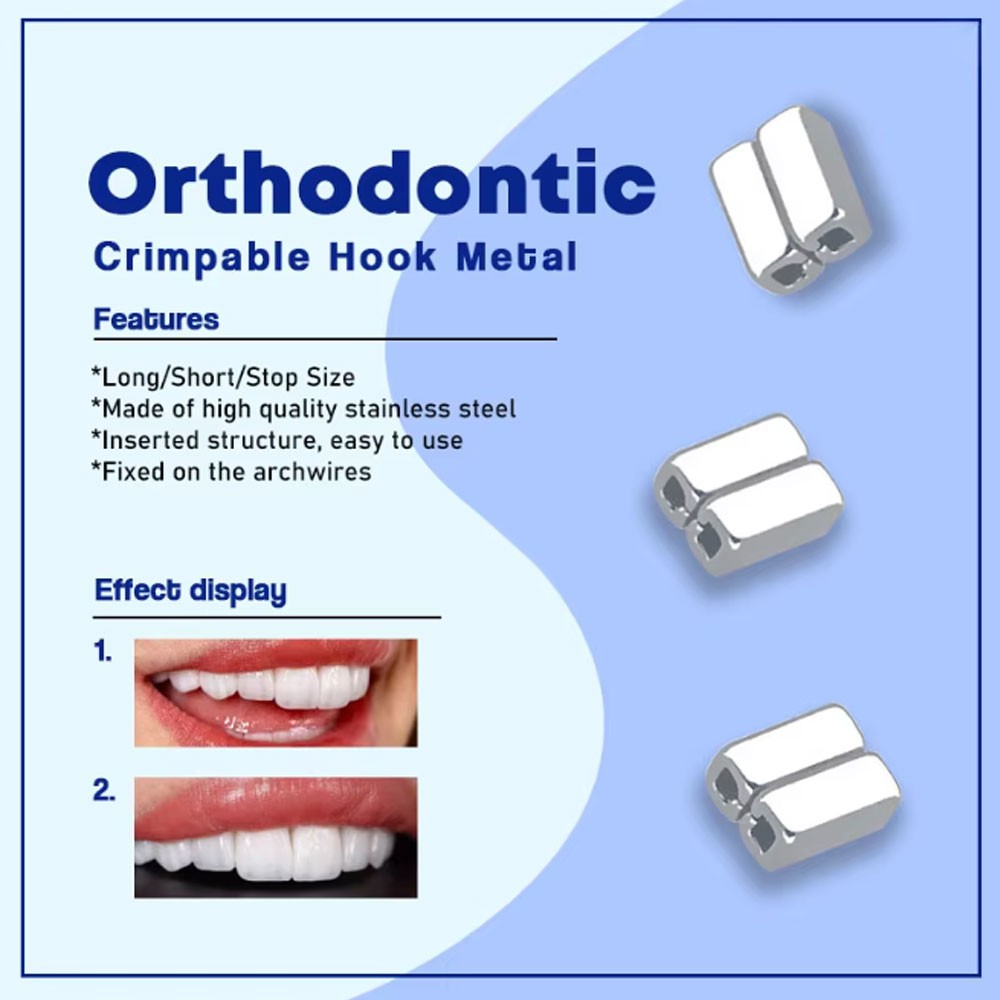 Dental Orthodontic Accessory Crimpable Hook Double Tube/ Cross Type 10pcs/bag