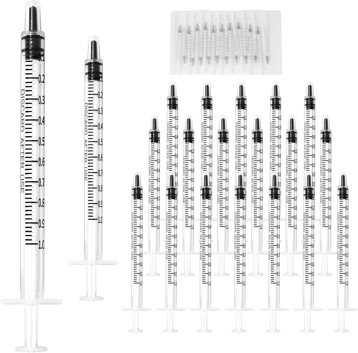 20 Pack 1ml Syringe for Liquid, 1cc Plastic Small Syringes Syringes-20pcs