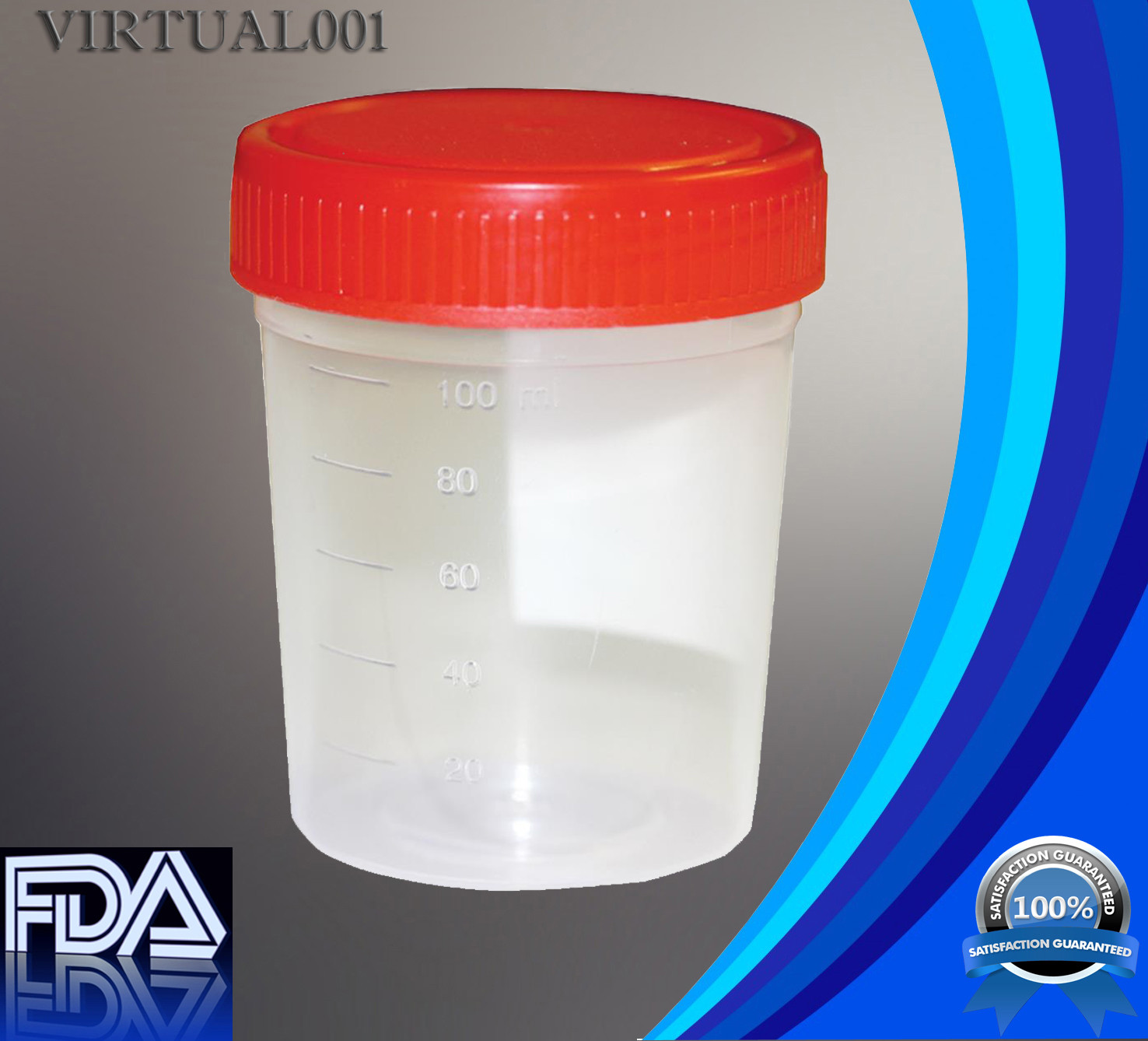 (25) Specimen Cups Urine Collection 120 mL -4oz W/ LID +ID Area