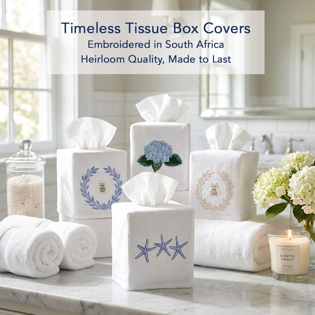 Jacaranda Living Square Tissue Cover Linen/Cotton Fabric Tissue Holder