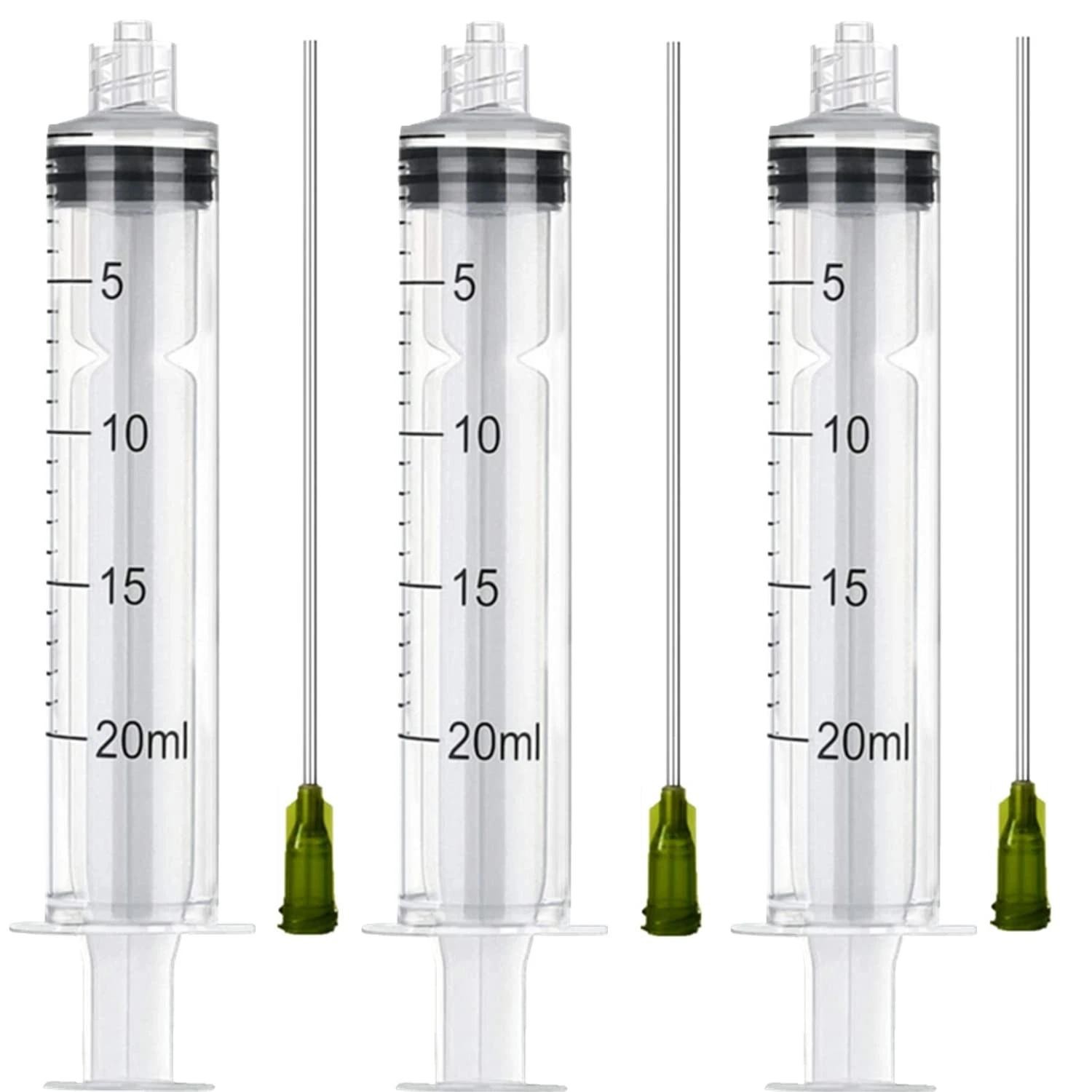3 Pack 20ml Industrial Plastic Syringes with Blunt Luer Lock Needle 4 Inch for S