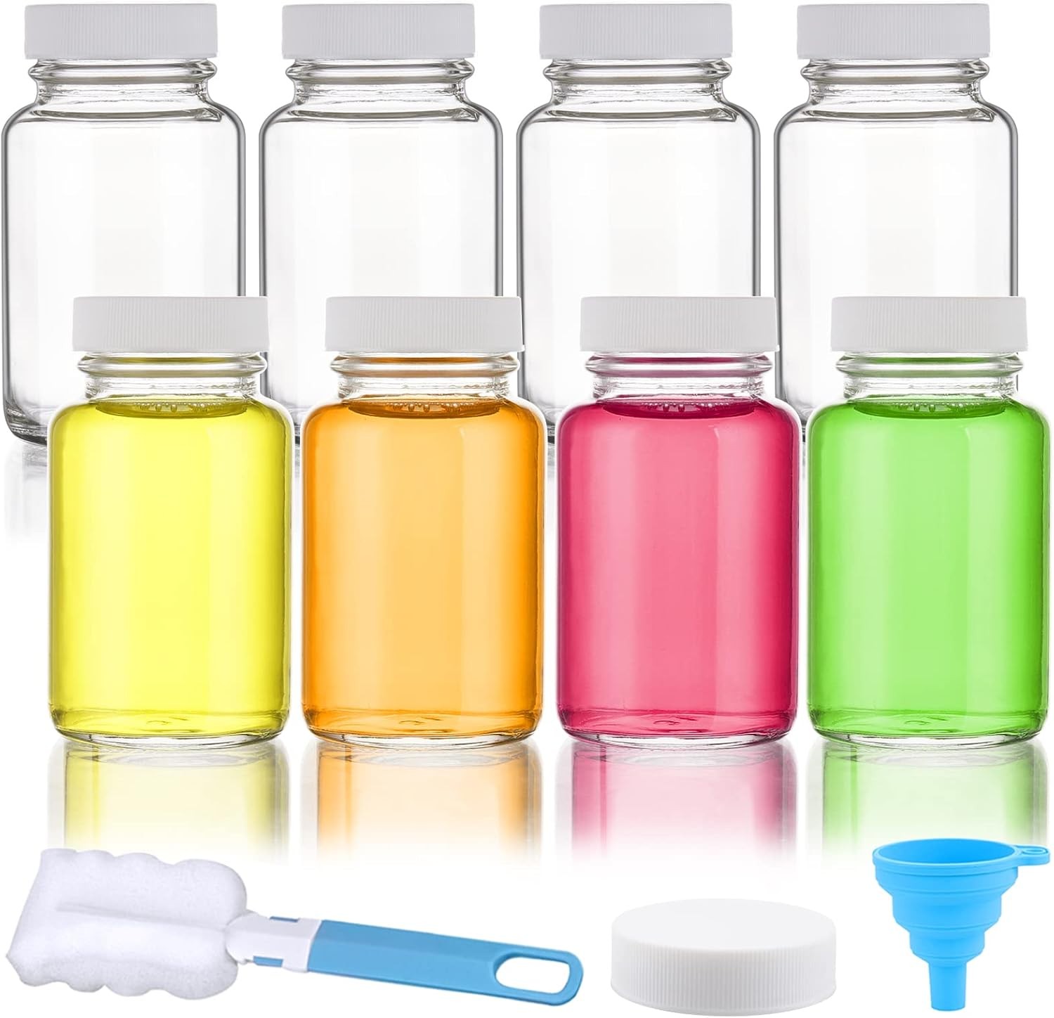 Glass Juice Shot Bottles with Caps – 8 Pack 3.5oz Small 3.5 oz glass, clear