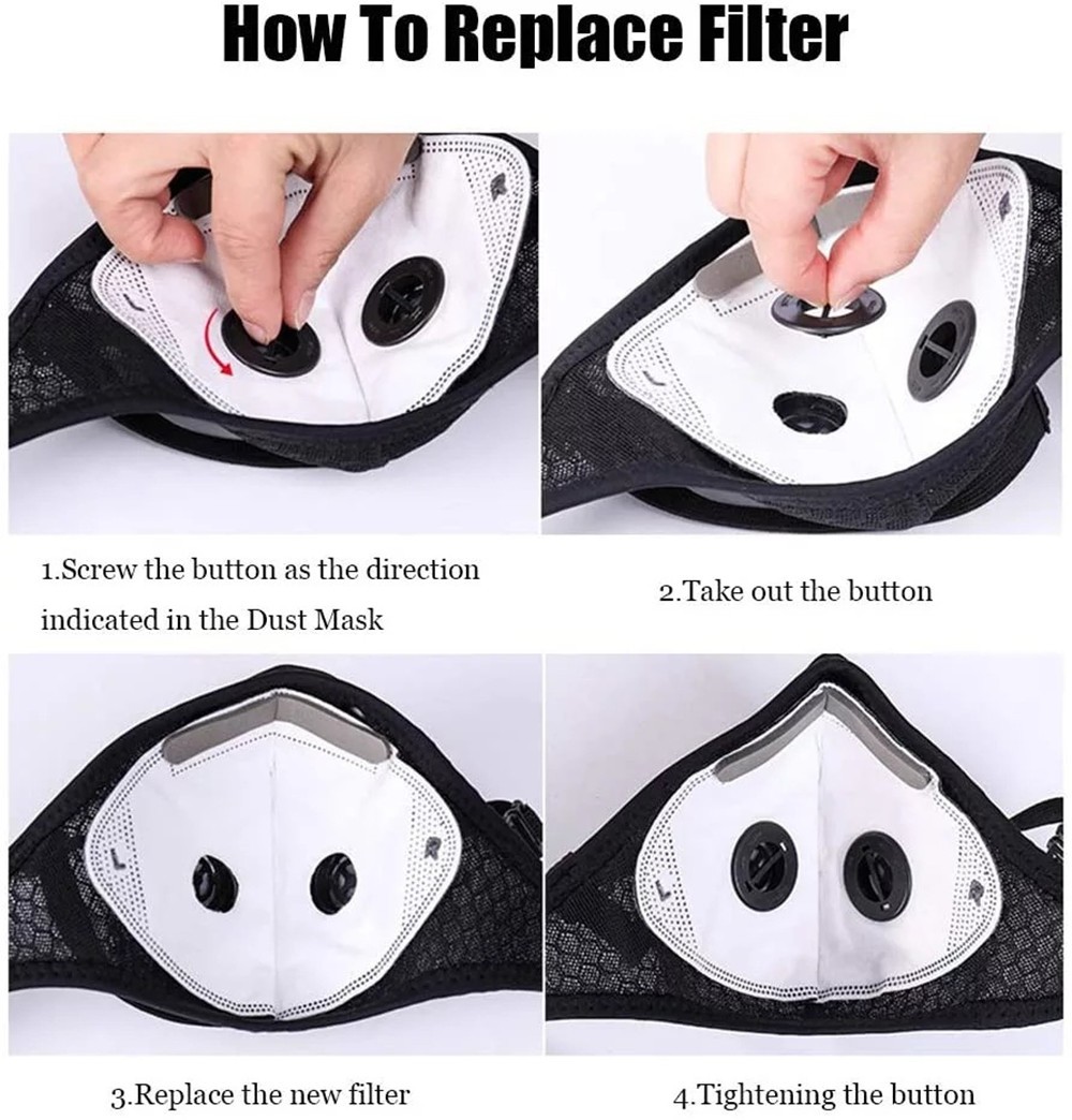 2 Pack Pollution Reusable Facepiece Half Face Shield Respirator Mask W/ Filter