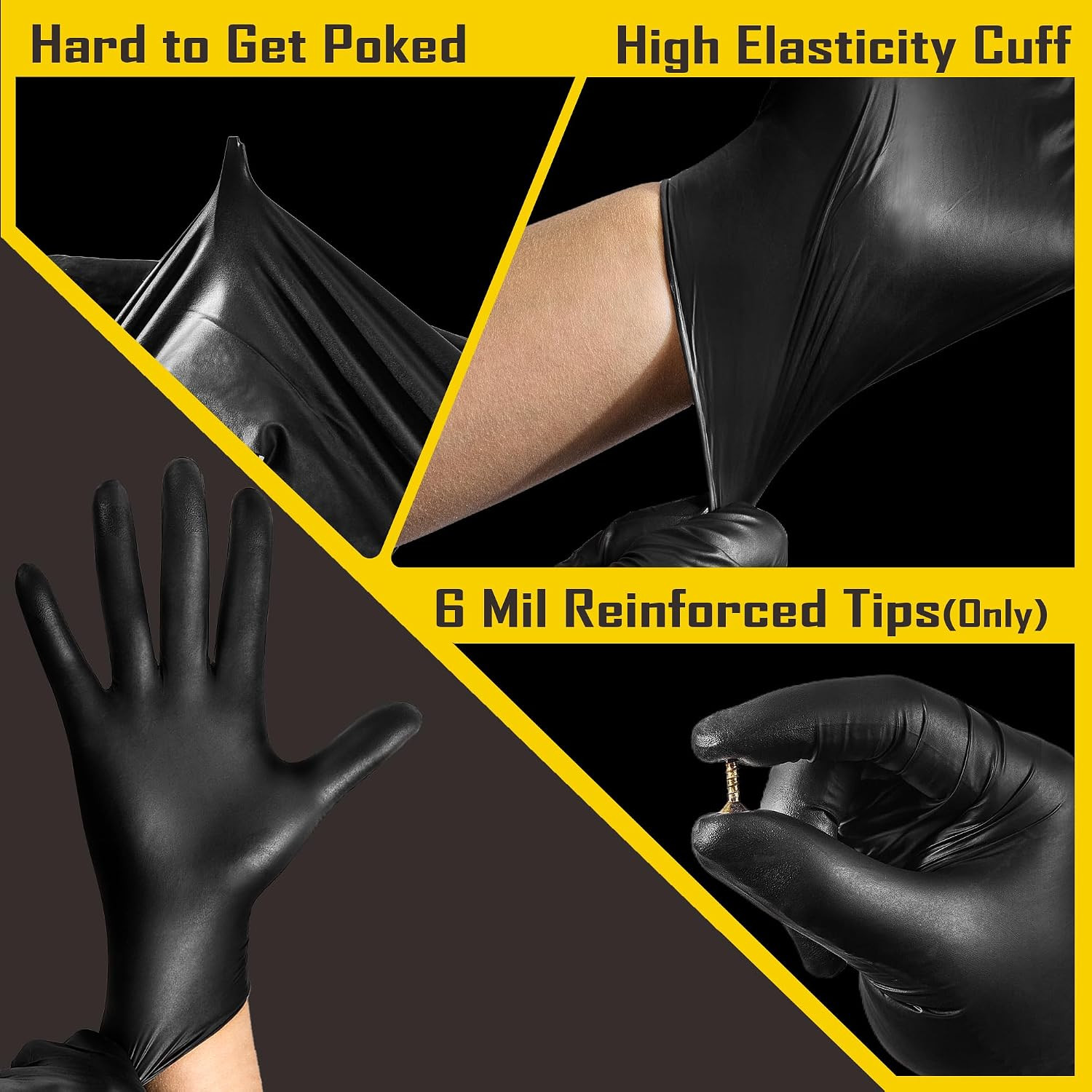 5 Mil Black Disposable Nitrile Gloves for Men, Heavy-Duty for Household Cleaning