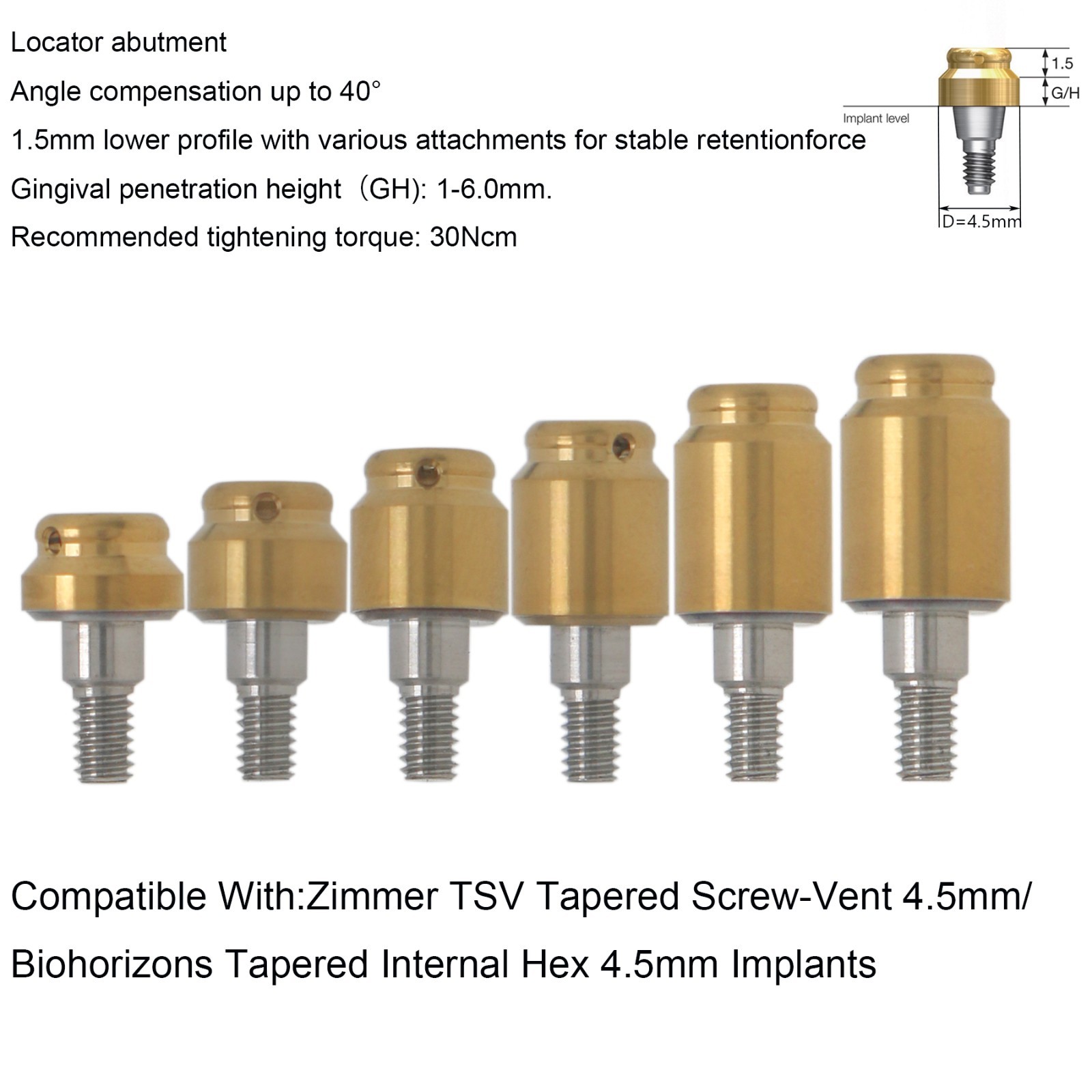 Titanium Overdenture Locator Abutment Dental abutment for All Implant System