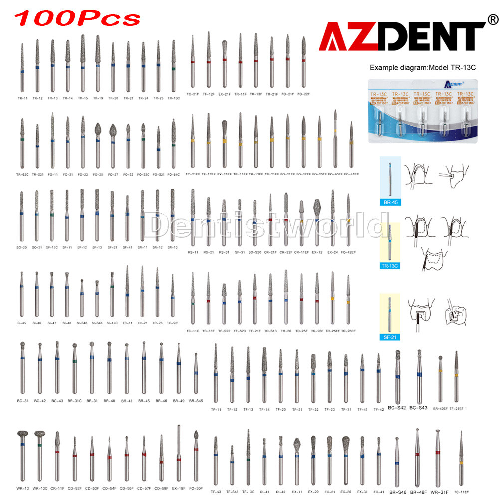 20Packs 100Pcs Dental Diamond Burs FG Burs Turbine For High Speed Handpiece