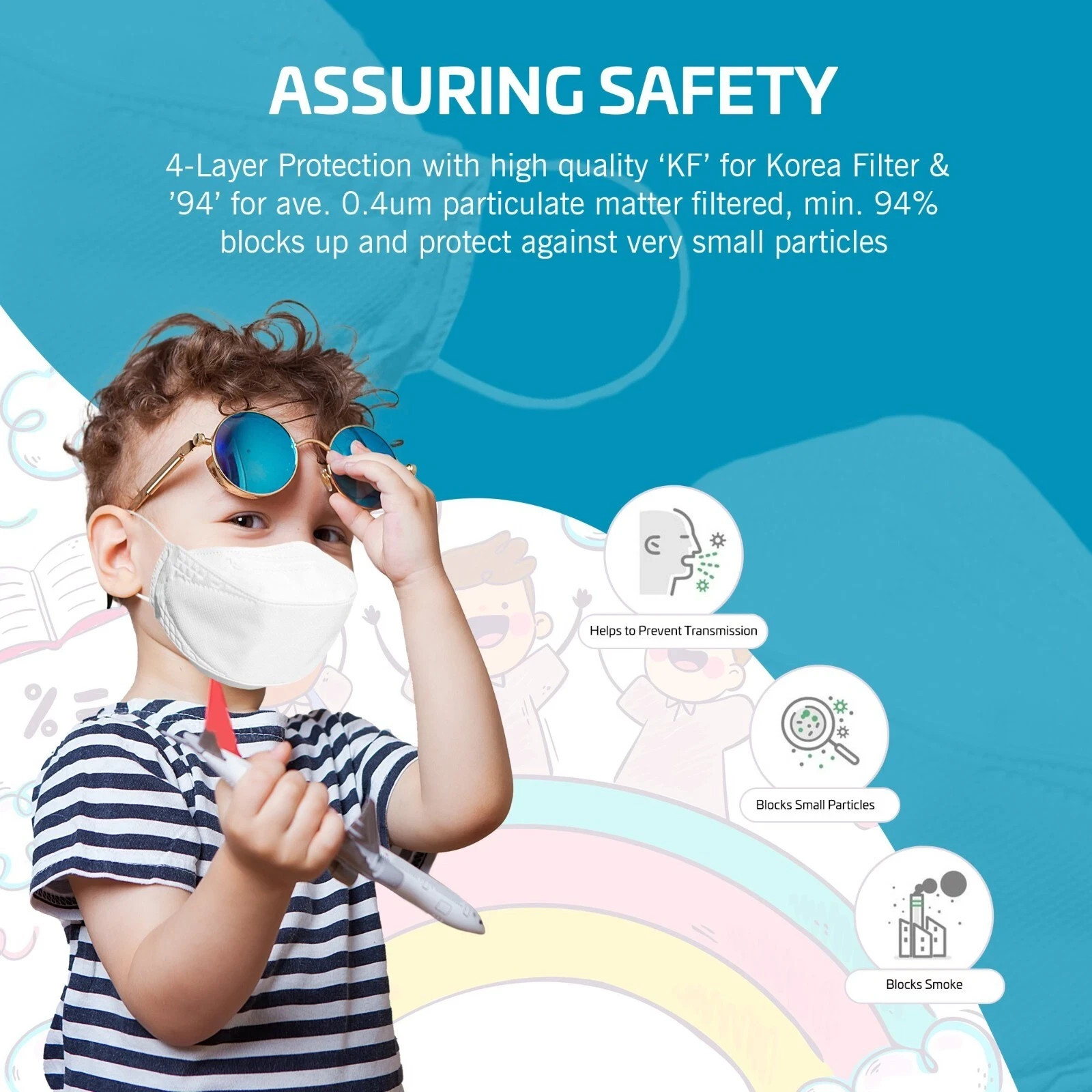 The Bio U&I Adjustable KF94 XXS Toddler Kids Korean Face Mask You & I Age 2 to 5
