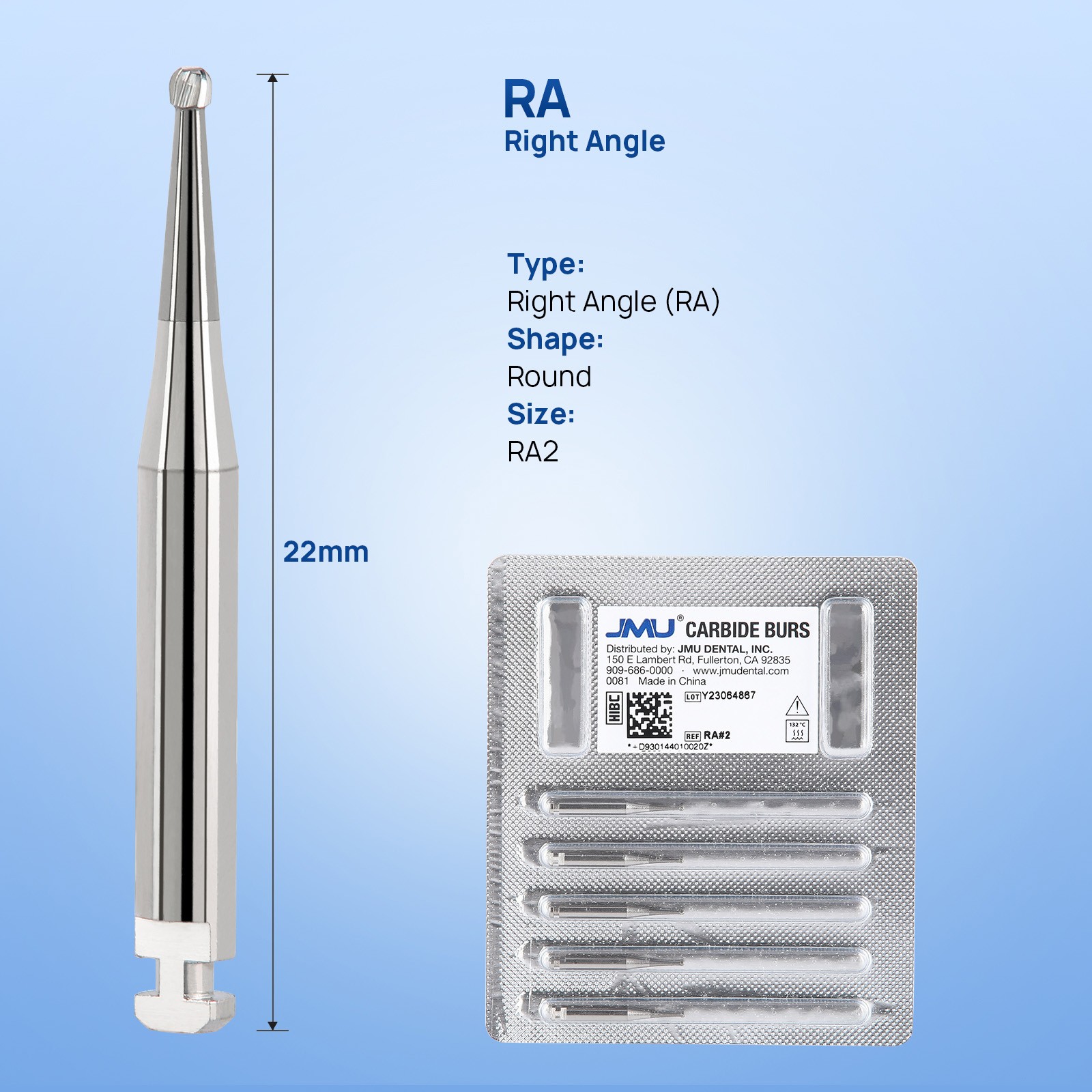 5/pk Dental Carbide Burs FG RA 1-5# Round Cone Burs for High Speed Handpiece