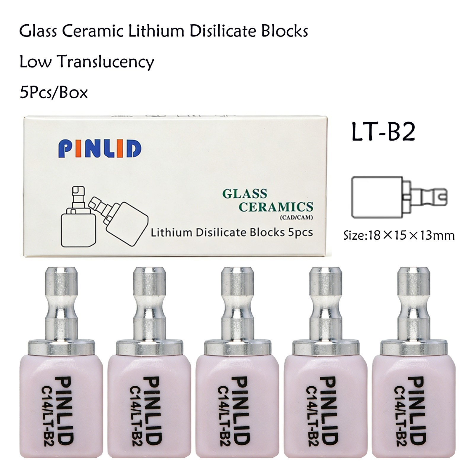 5PCS C14 Dental Emax Glass Ceramic Blocks Lithium Disilicate CAD/CAM CEREC Block