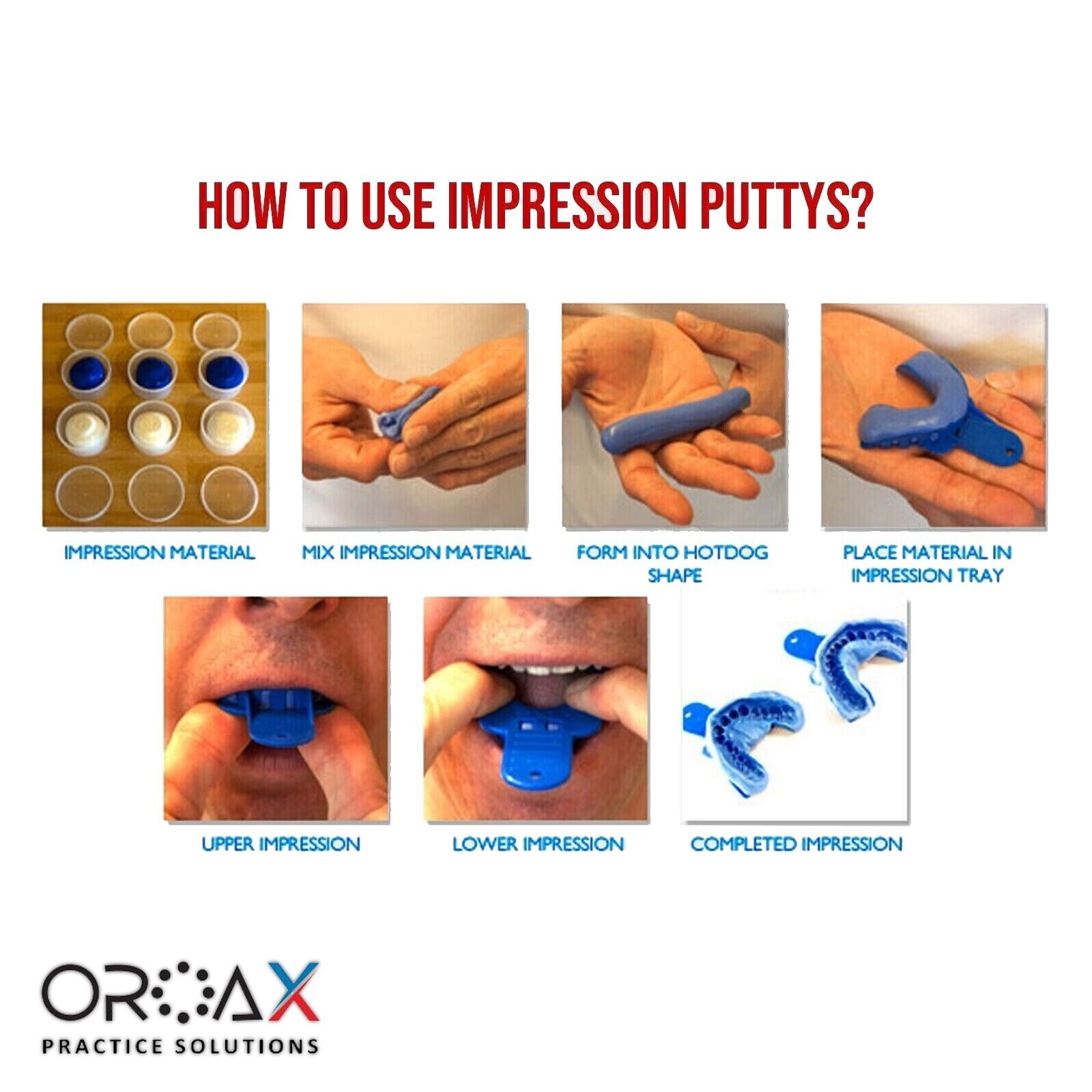 Dental Hydrophilic Firmer Teeth Impression Putty Silicon Material Set of 5