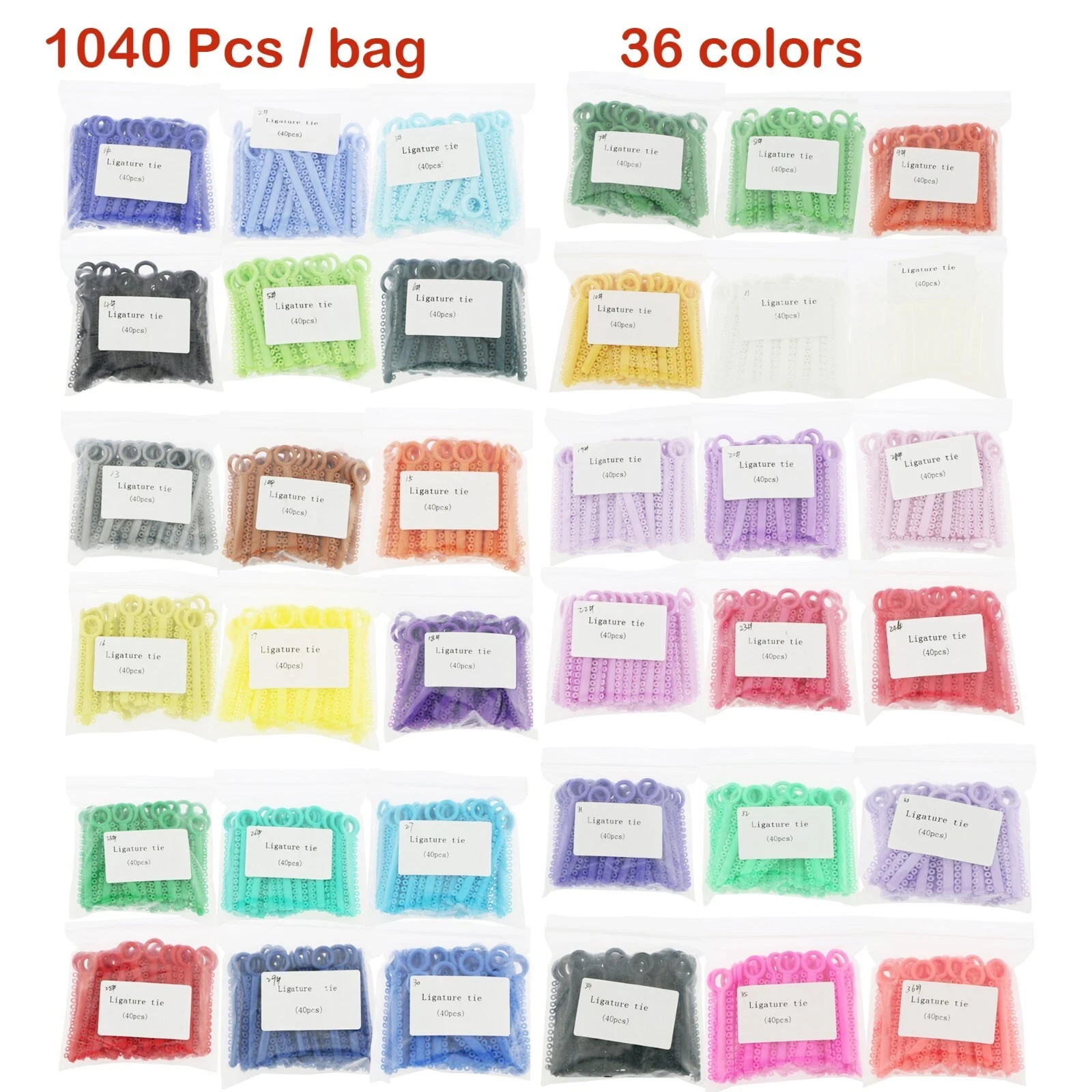 1040pc Orthodontic Elastic Ligature Tie Rubber Braces Dental Ligadura Ortodoncia