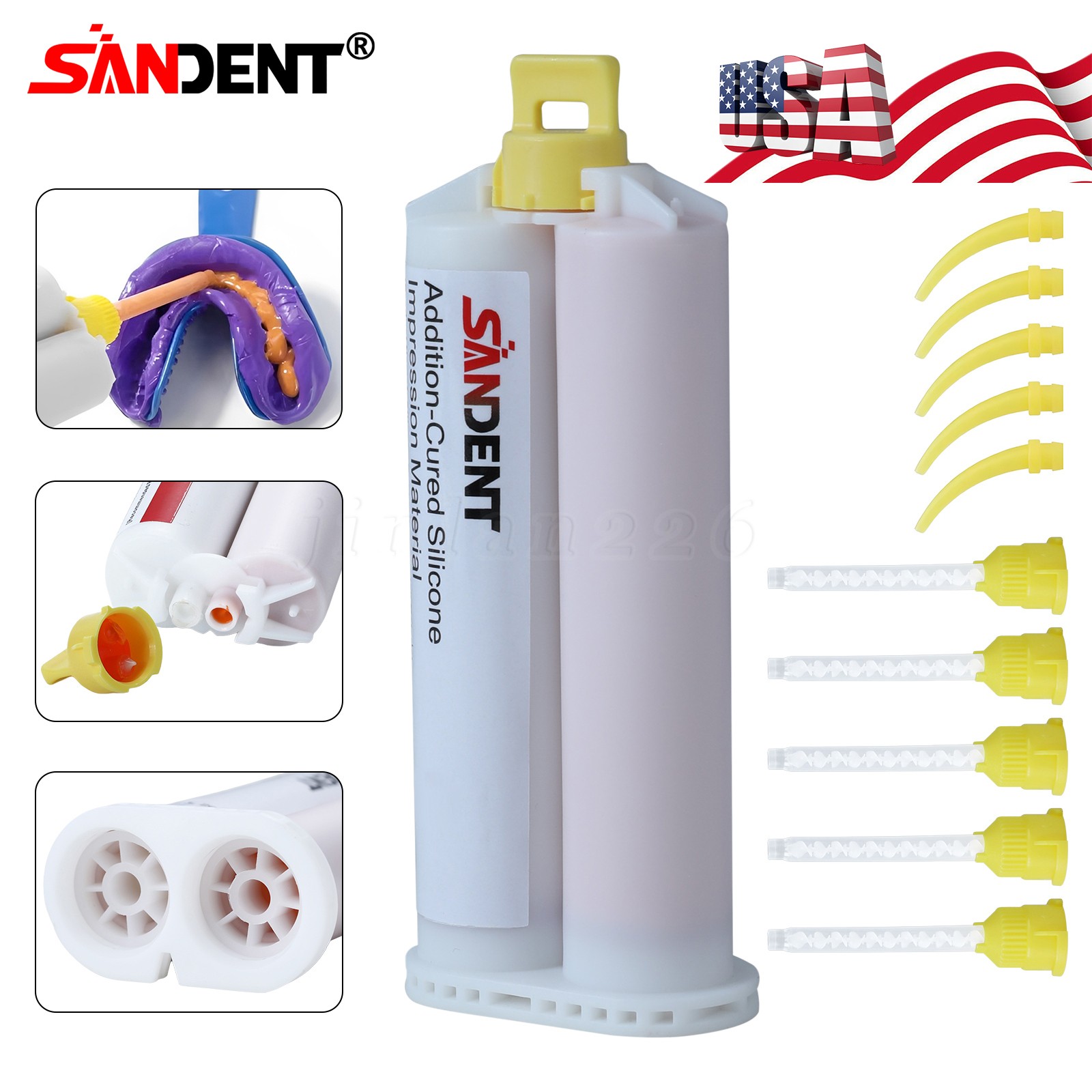 Dental Impression Material VPS Light Body Fast Set (4 Cartridge & 20 Tips) PVS