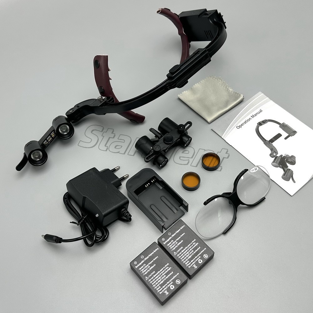 Dental 3.5X Surgical Binocular Loupes Headband Magnifier LED Headlight US/EU
