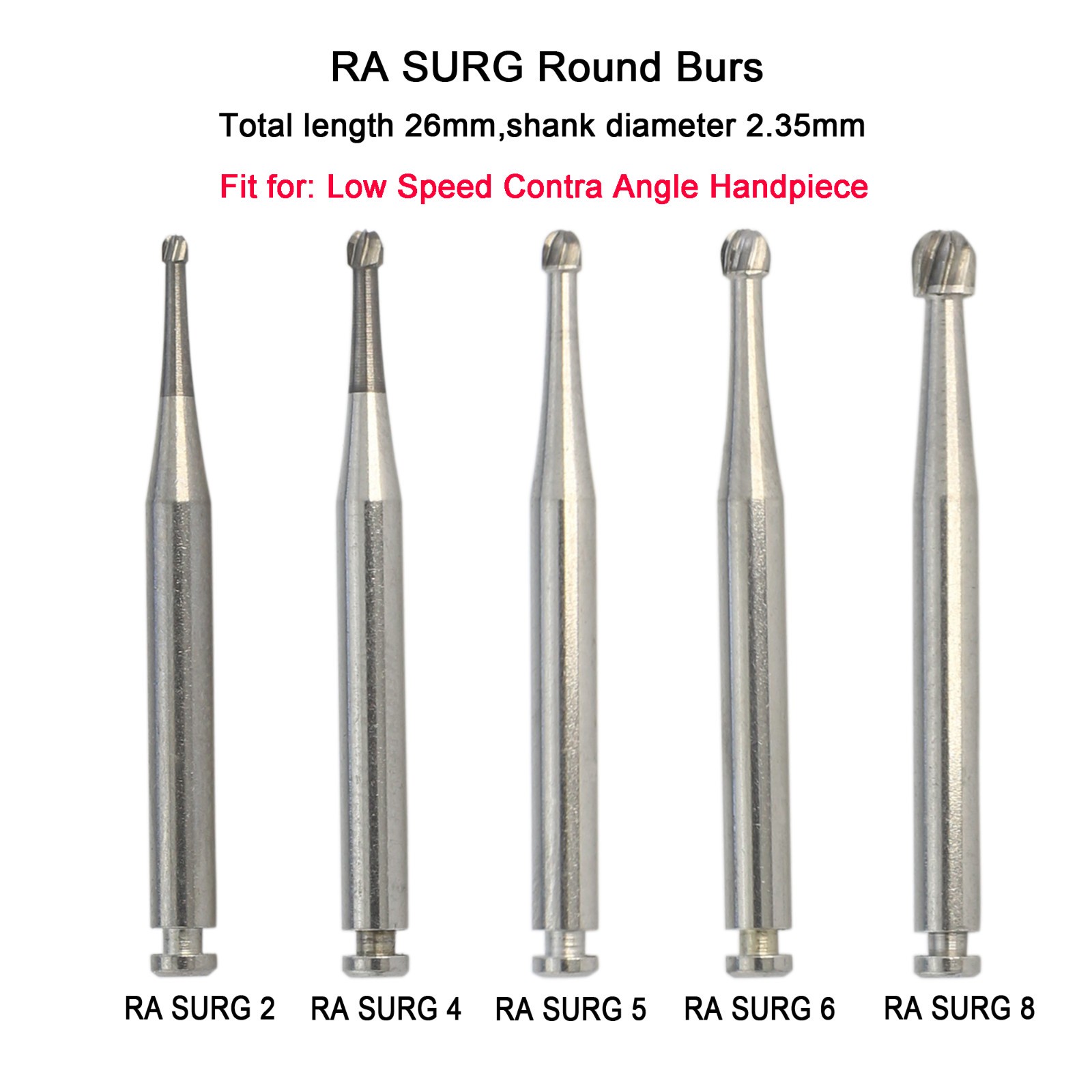 WAVE Dental Carbide Latch Burs Long Round Ball RA SURG Bur Contra Angle 22/26mm