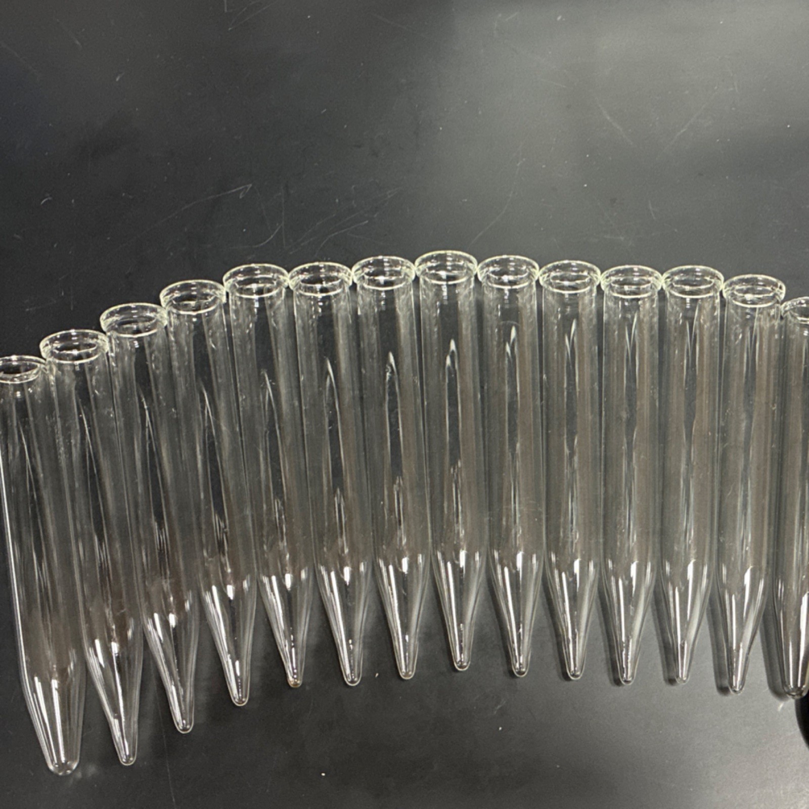Set of 14: Conical Glass Centrifuge Tubes (15 mL) for Chemistry Biomedical Lab