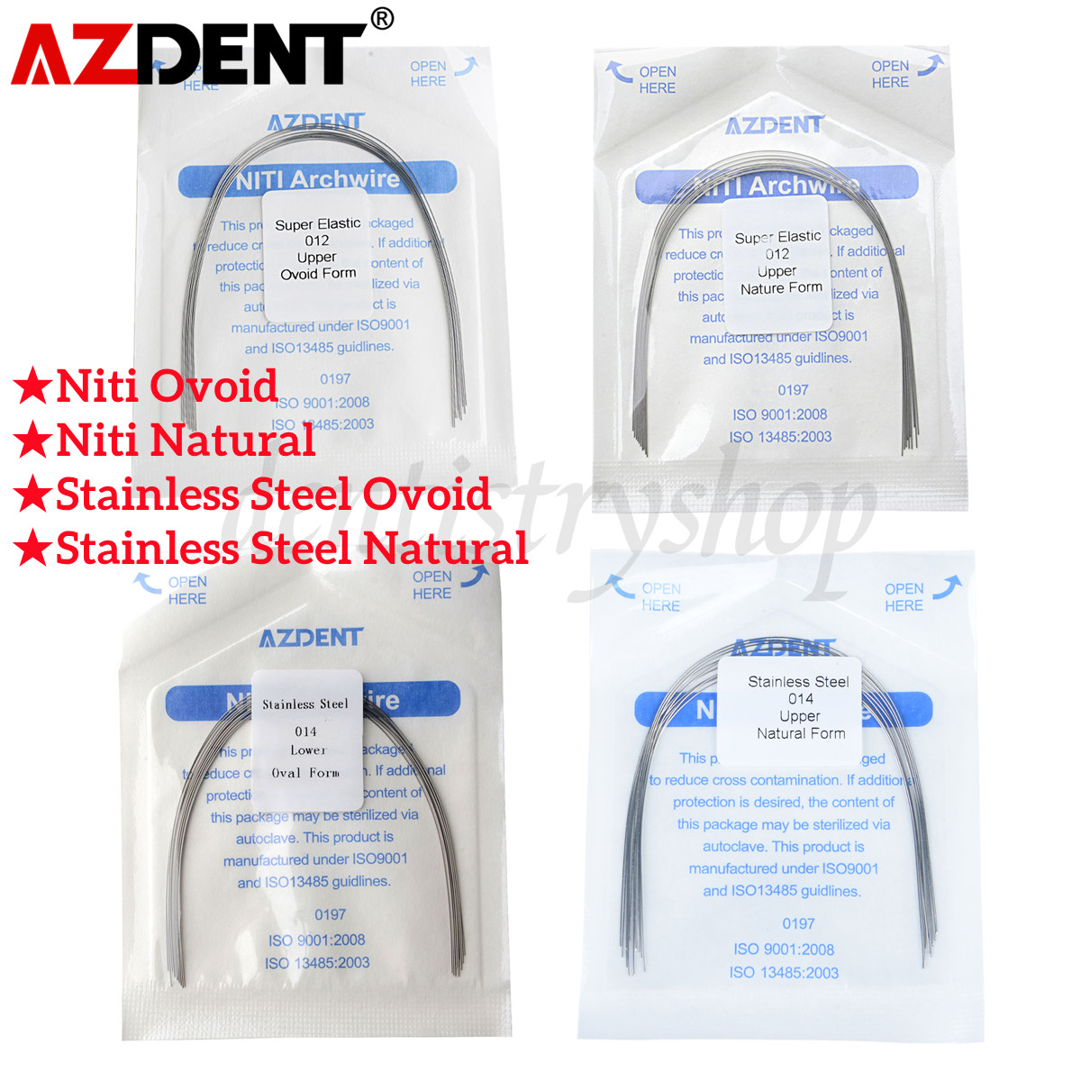 Dental Orthodontic Super Elastic NITI/Stainless Steel Arch Wires Ovoid / Natural