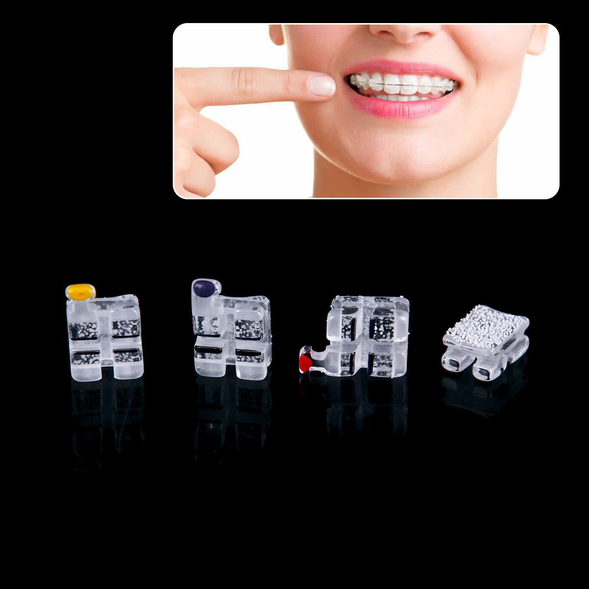 ABSOLUTE Dental Orthodontic Sapphire Ceramic Brackets Braces MBT.022 Hooks 345