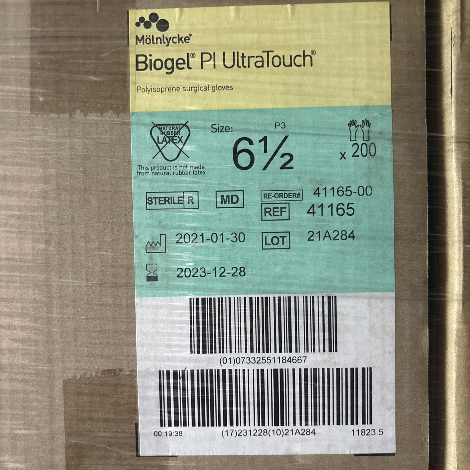 Molnlycke Biogel PI UltraTouch Surgical Gloves 200 Sz 6 1/2 Exp 2023 41165