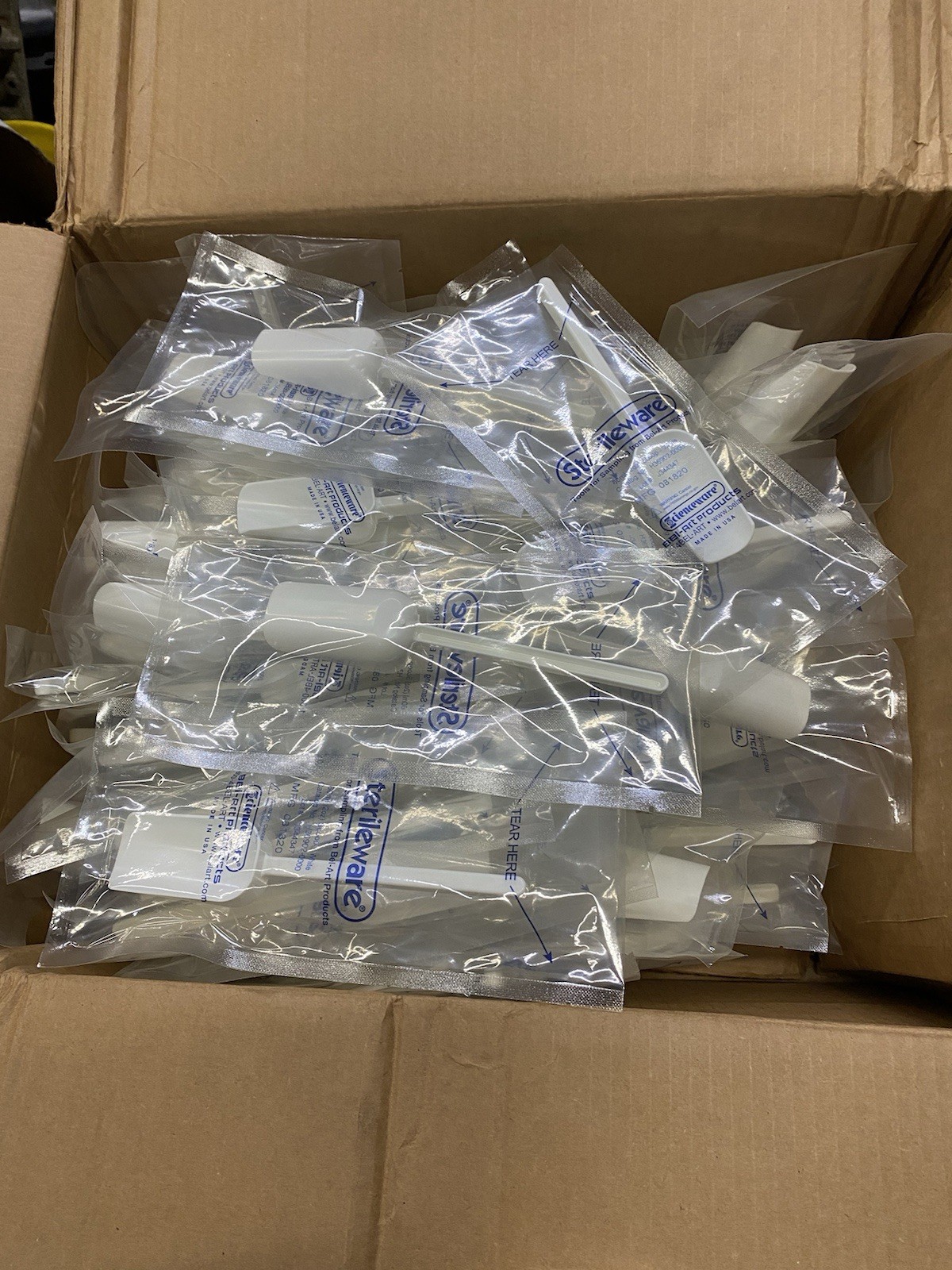 (25) Bel-Art Sterileware Sterile Sampling Scoops H36902-0000, 60ml / 2oz, White