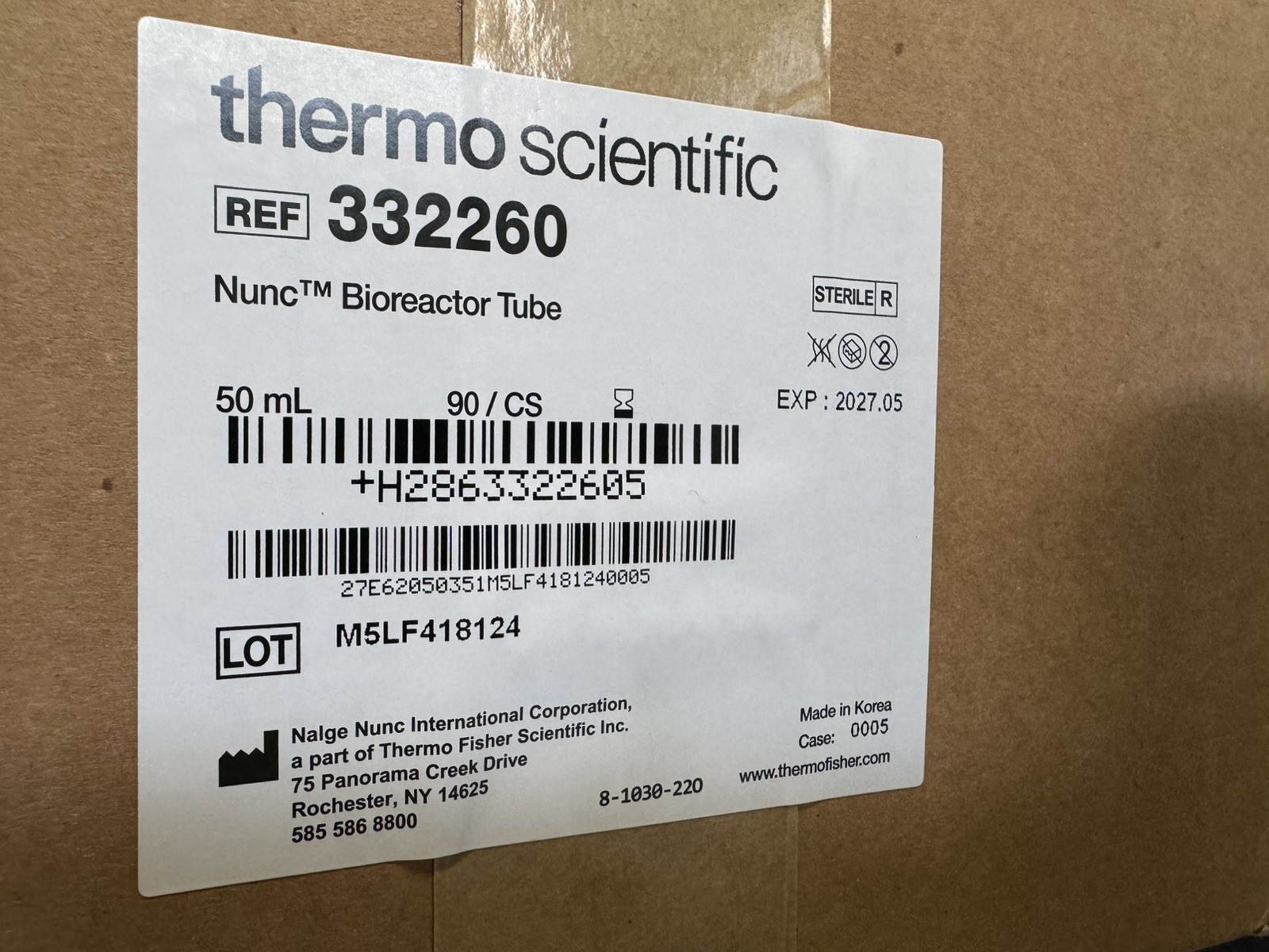 Thermo Scientific 332260, Nunc™ bioreactor tubes, 90/case, Sterile,05-2027