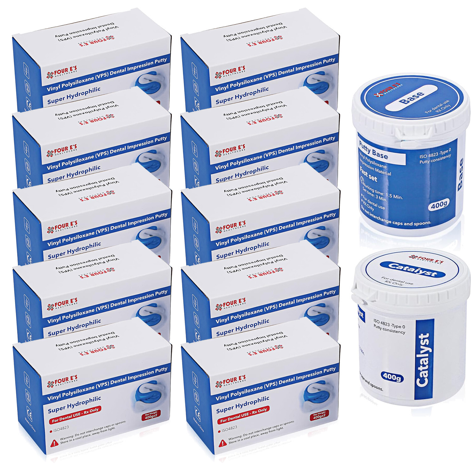 10Pack Dental Impression Putty Fast Set 800g VPS Putty(400g Base&400g Catalyst)
