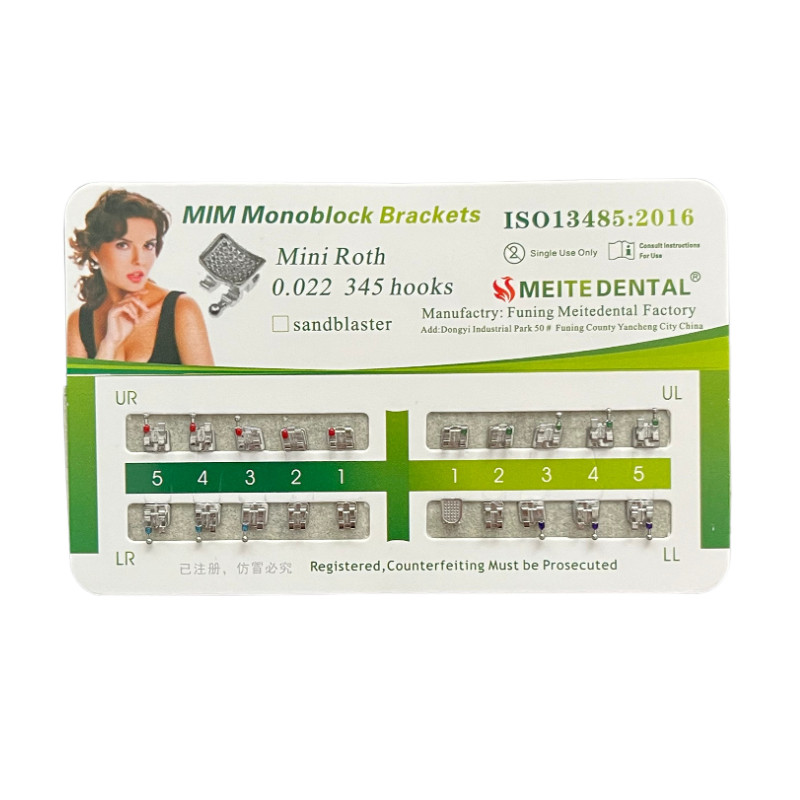 100Sets Dental Orthodontic Bracket MIM Monoblock Mini Roth/MBT 022/018 345 Hooks
