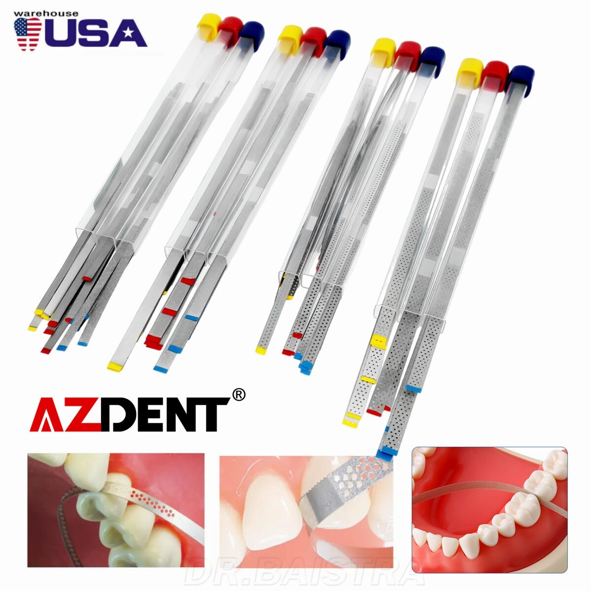AZDENT Dental Saw Diamond Polishing Finishing Strips Orthodontic IPR Fine Medium