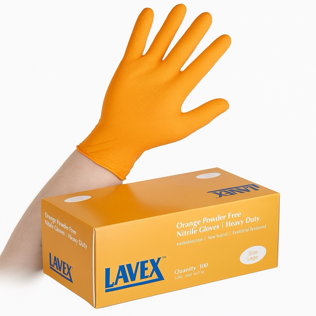 Lavex Pro 8 Mil Nitrile Gloves Large 100ct | Heavy-Duty Diamond Textured