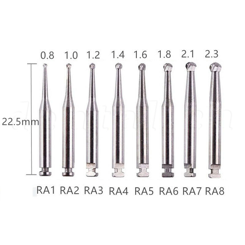 5 Pcs/Pack Dental RA Round Carbide Bur For Slow Speed Latch Type RA 1#- RA 8#
