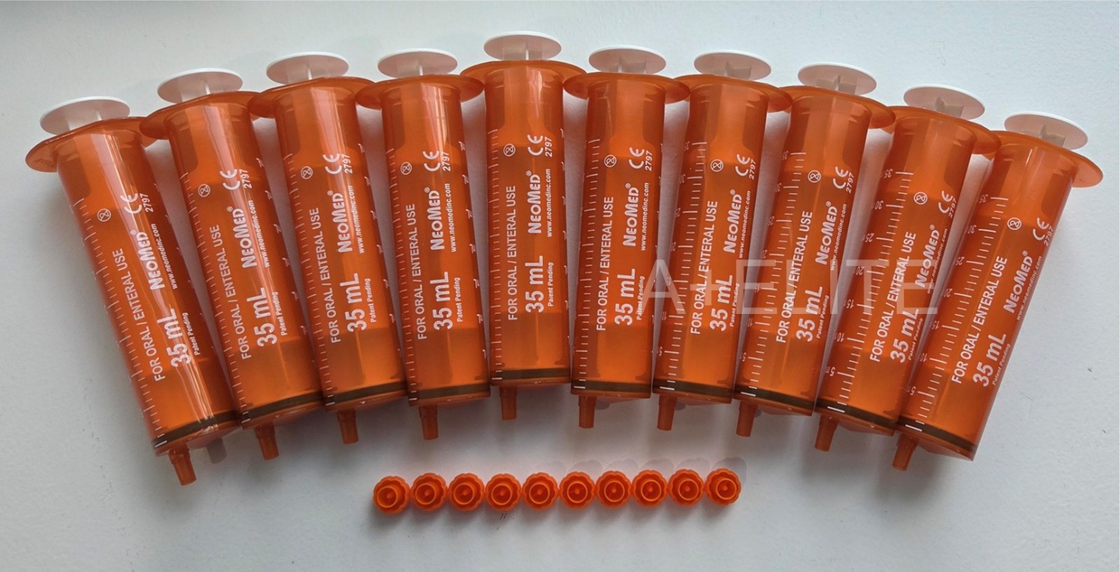 NeoMed 35mL 35cc Oral Medicine Dose Syringe Dispenser Amber 10/PK BA-S35EO Caps