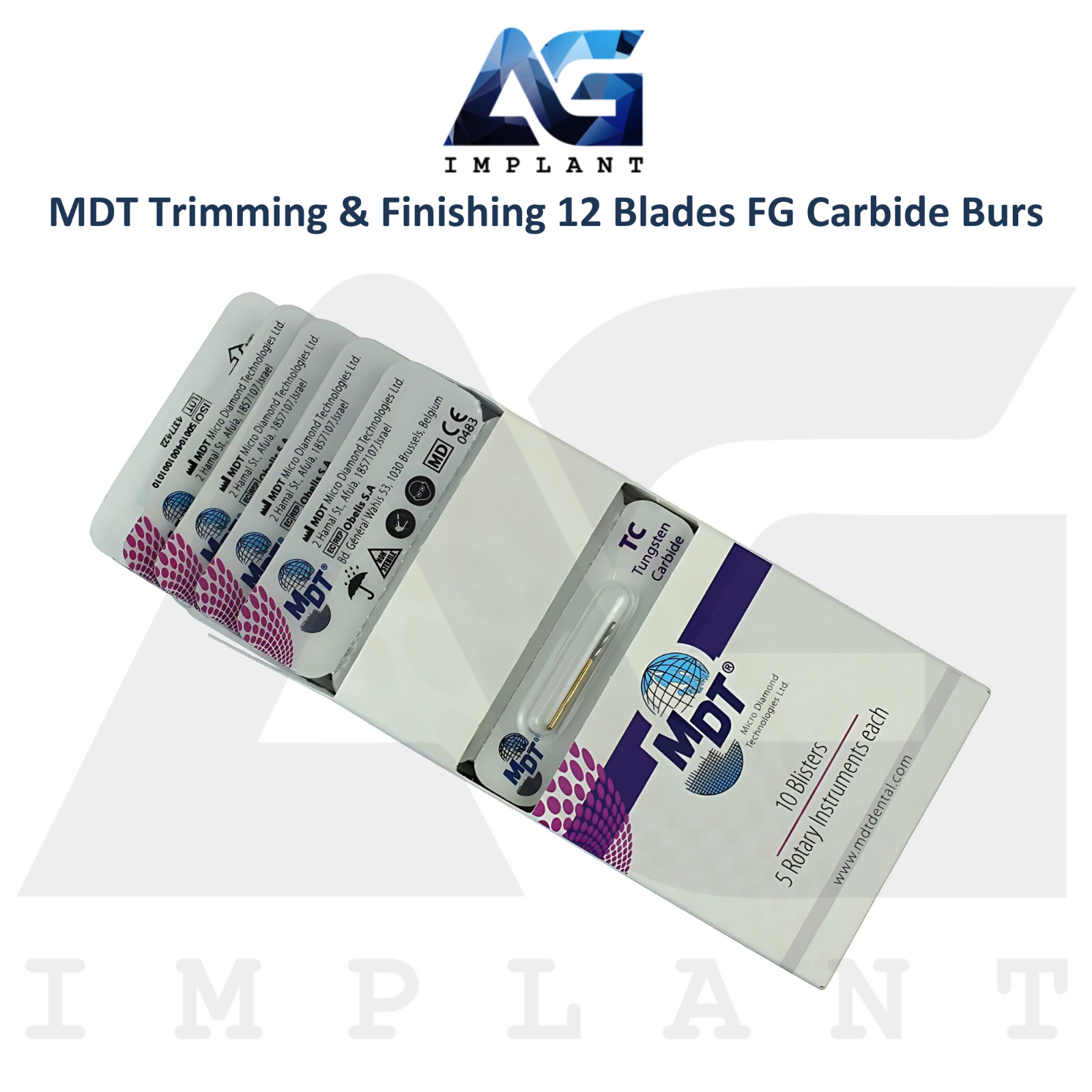 Dental MDT Trimming & Finishing 12 Blades FG Carbide Burs Contour & Smooth