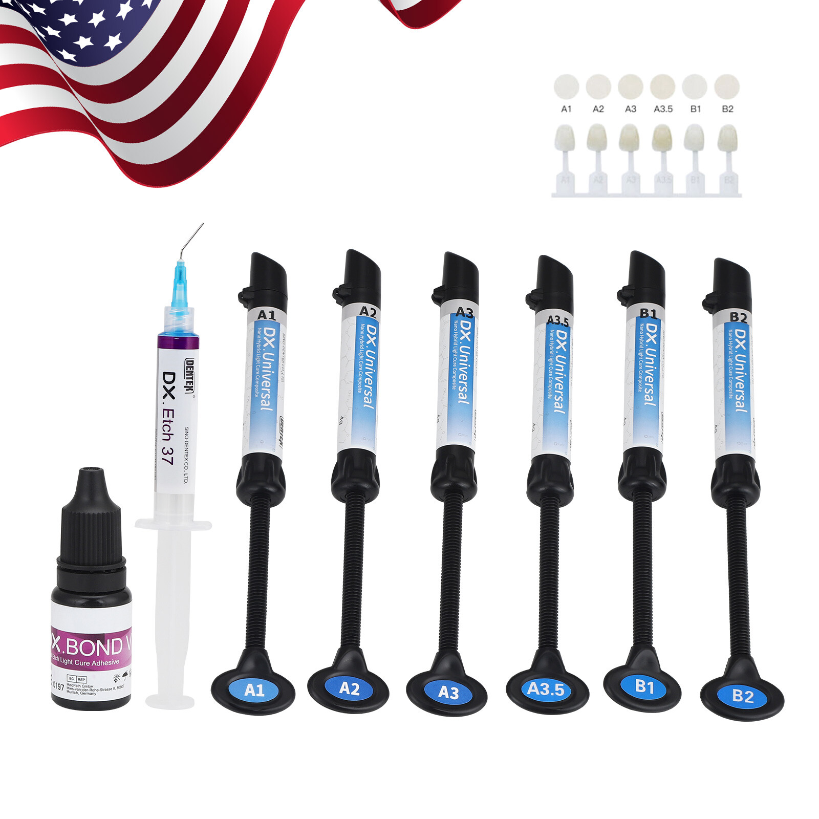 Dental Composite Resin Light Cure Bonding Agent Acid Etching Gel A1 – A3.5 B1