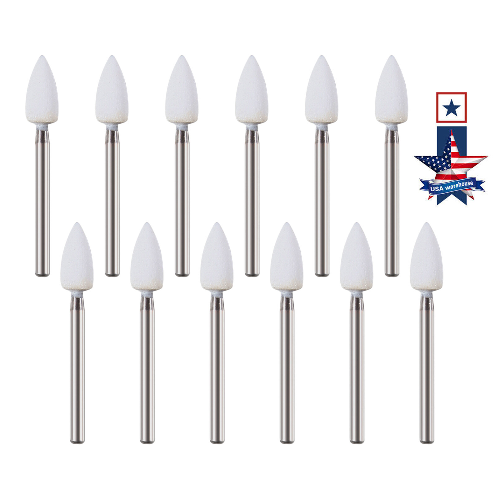 12pc/Pack Dental White Polishing Stones Flame shape FG bur Arkansas Stone Points