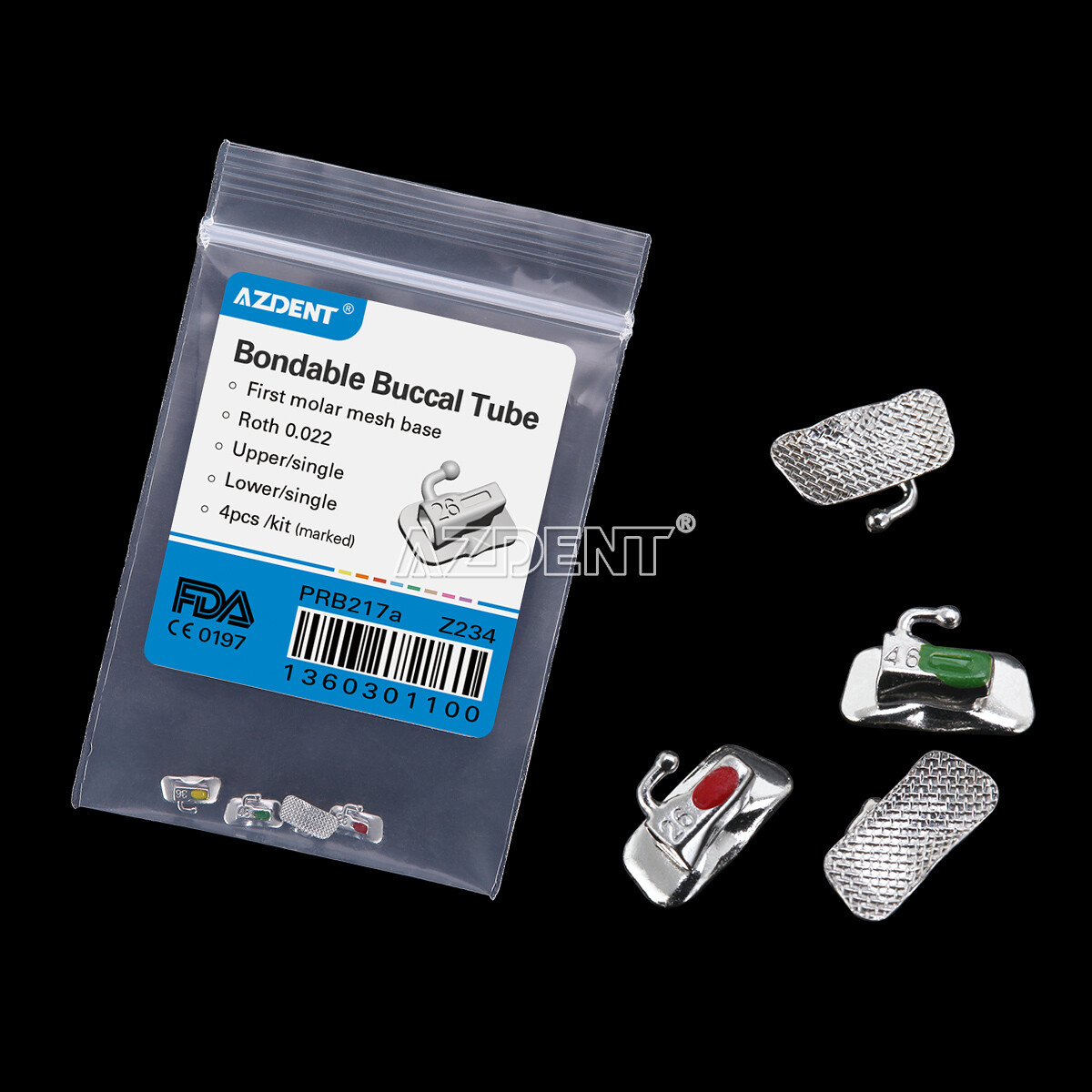 AZDENT Dental Ortho Single Bondable Buccal Tubes 1st/2nd Molar Roth/MBT 022
