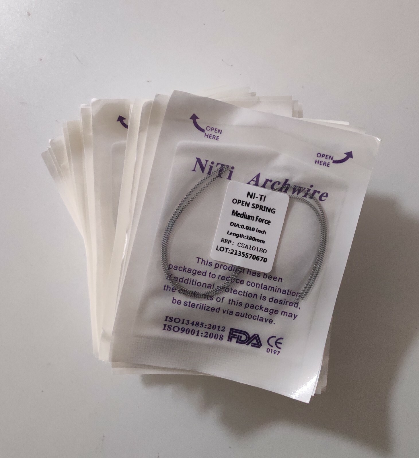 5 Packs Dental Orthodontic Coil Open Spring 010*180mm Niti Alloy Medium Force
