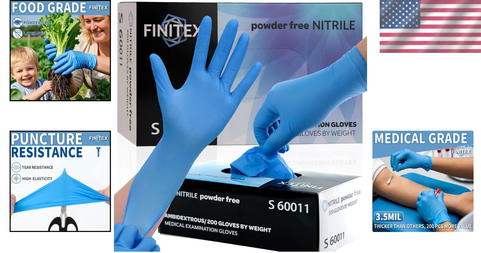 Extra Strong Blue Nitrile Disposable Gloves – 200 Pack, Ambidextrous & Textured