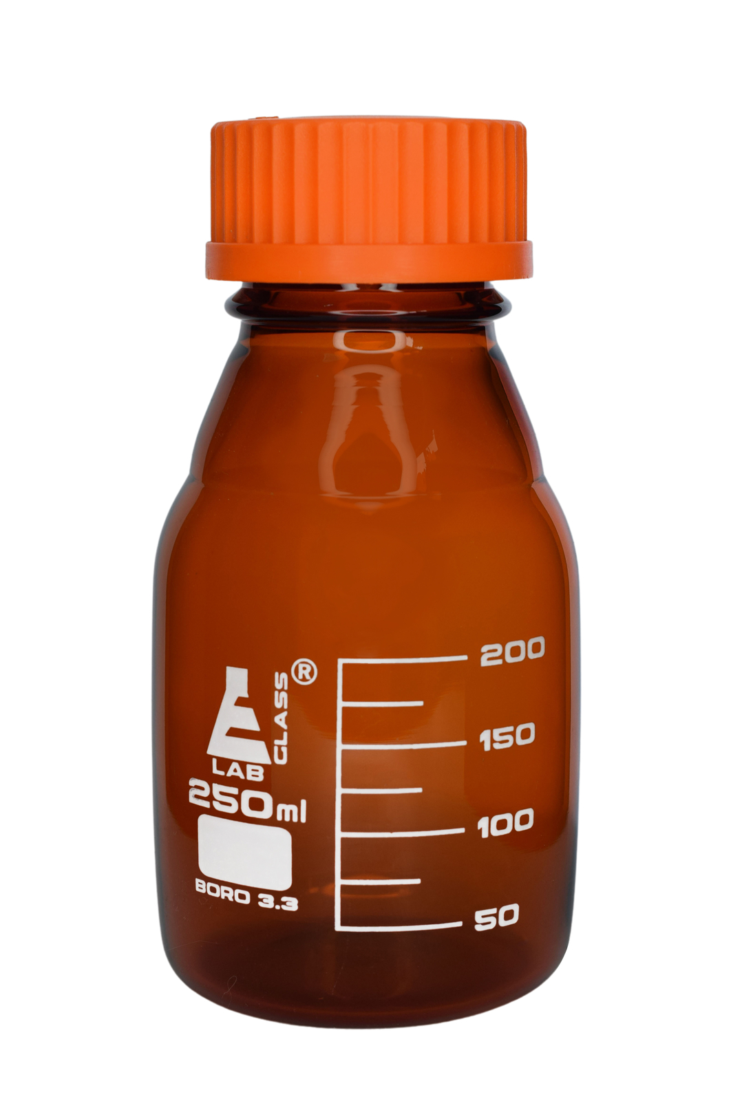 Eisco Labs 250ml Graduated Amber Reagent Bottle – Borosilicate Glass