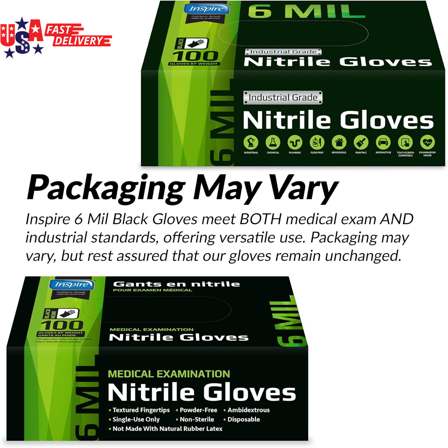 Black Nitrile Gloves HEAVY DUTY 6 Mil Nitrile Chemical Resistant Medical Cooking