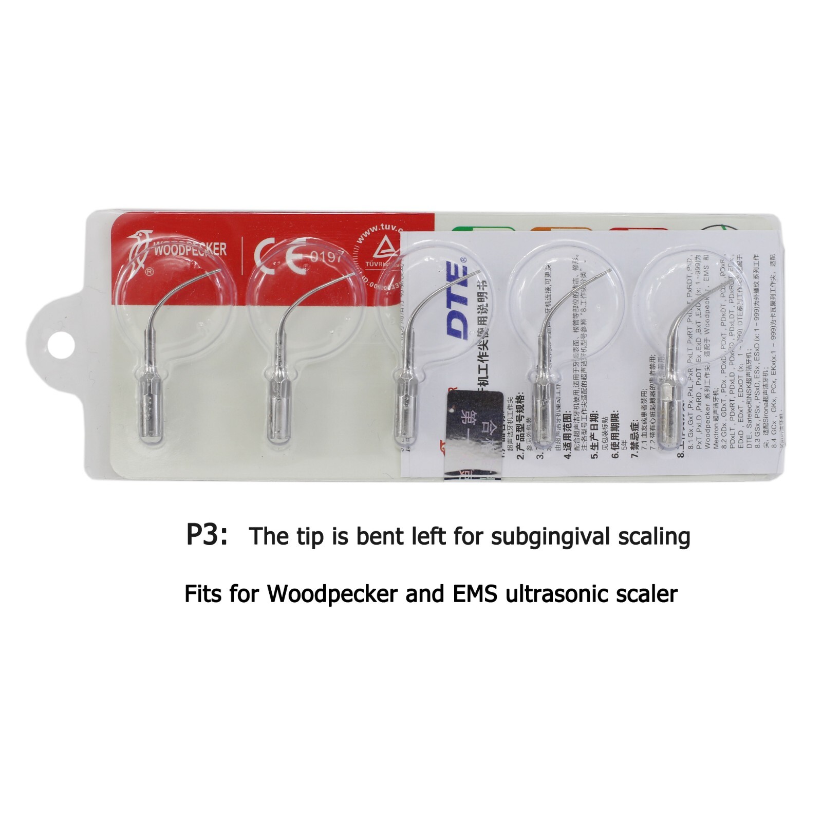 Woodpecker HW-5L Ultrasonic Scaler Handpiece Dental Piezo Tips G1 G4 P1 P3 EMS