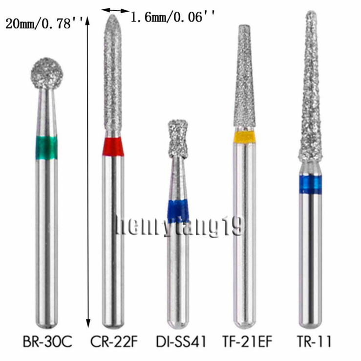 5Pcs/pack Dental Diamond Burs for High Speed Handpiece FG1.60mm Polishing Burs