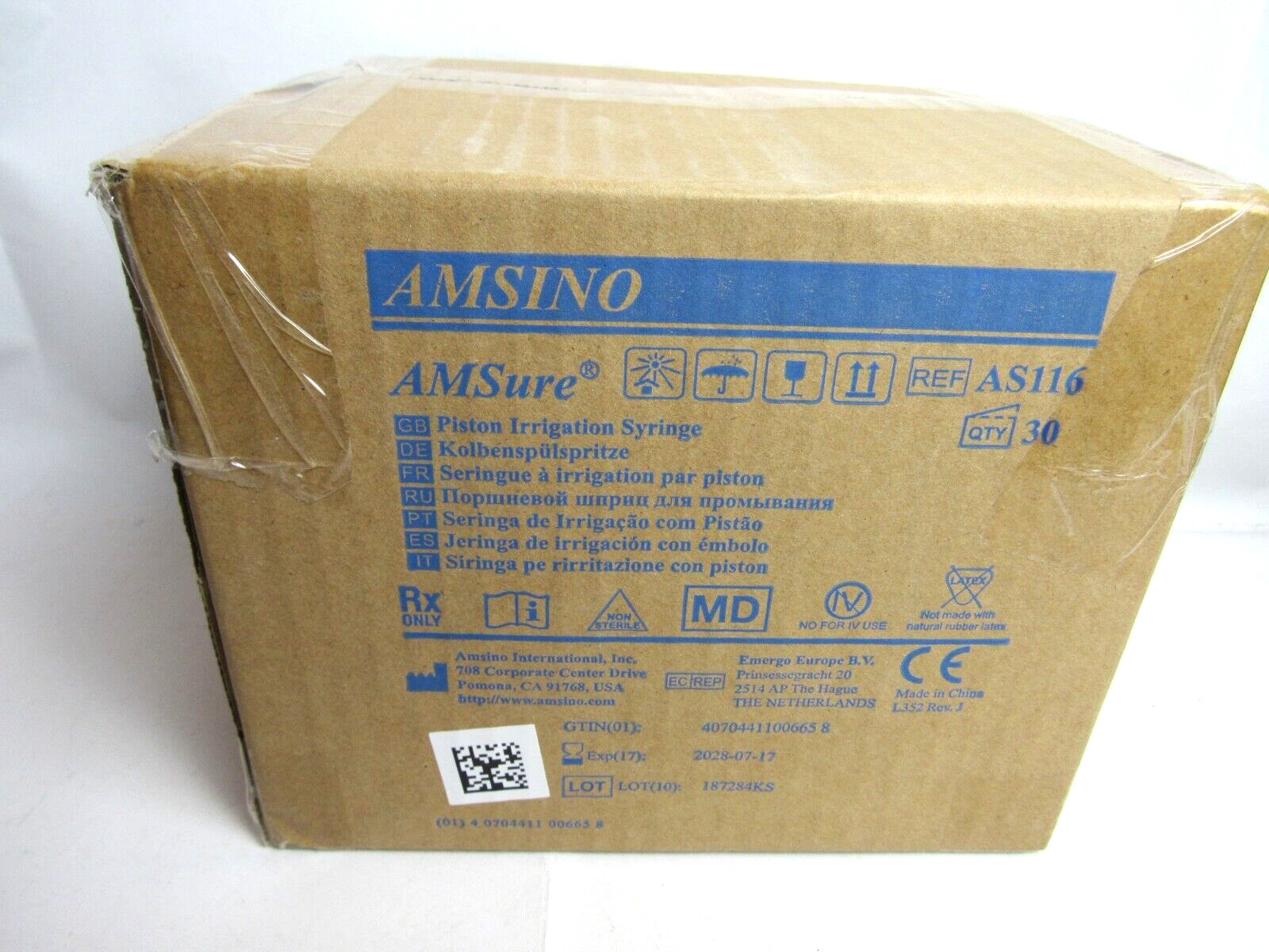 Amsino Piston Irrigation Syringe 30 Count box NIB AS116