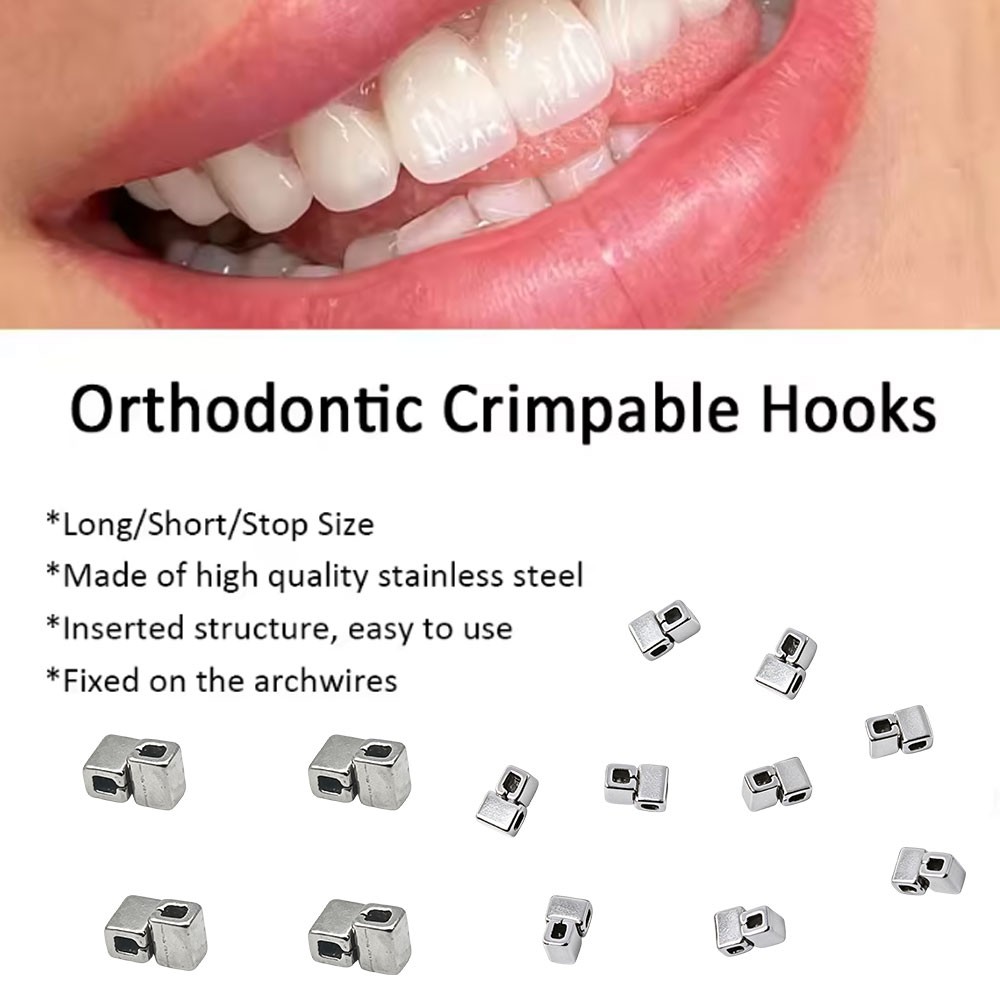 Dental Orthodontic Accessory Crimpable Hook Double Tube/ Cross Type 10pcs/bag