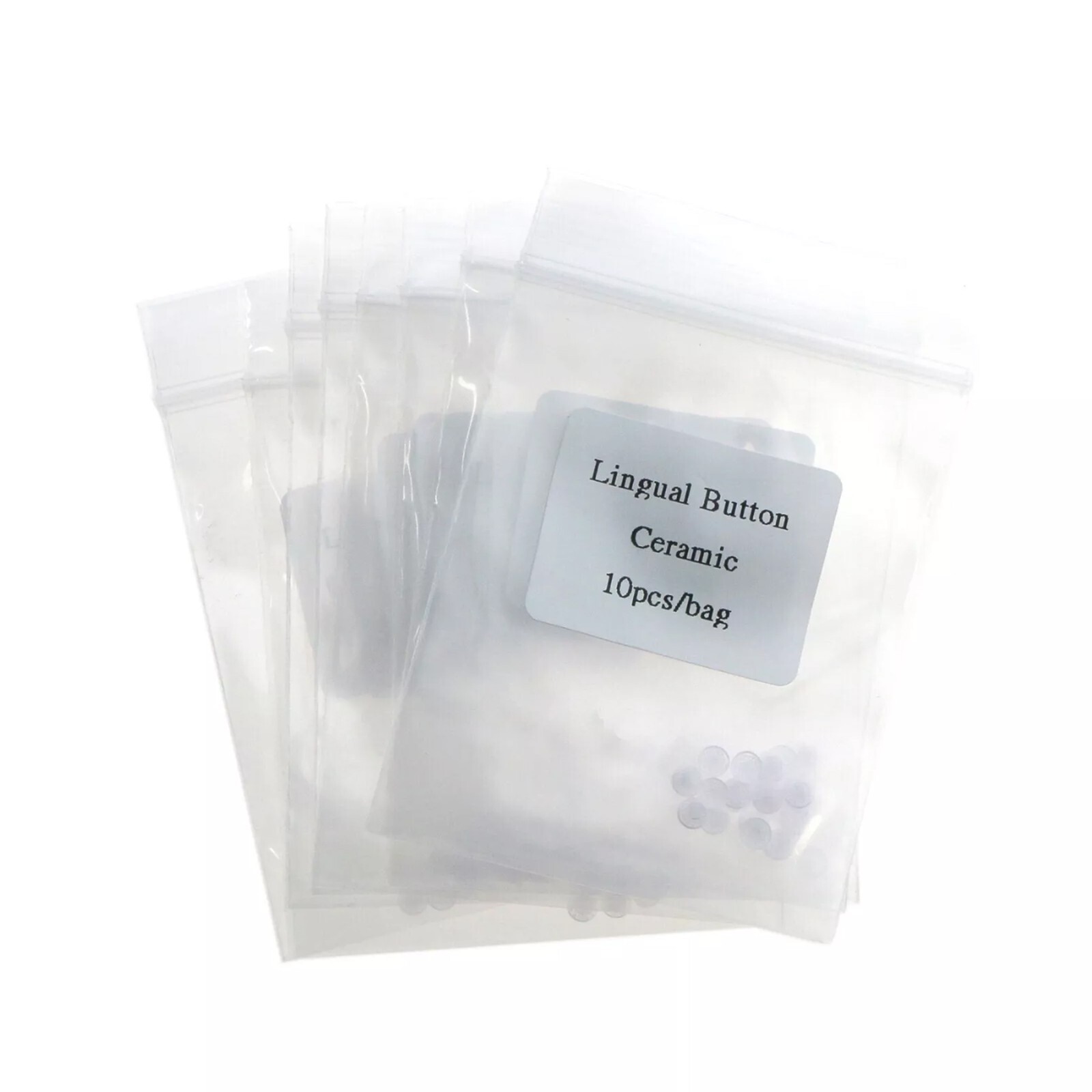 100 Pcs Dental Orthodontic Ceramic Lingual Button Clear Bondable Round Base Mesh